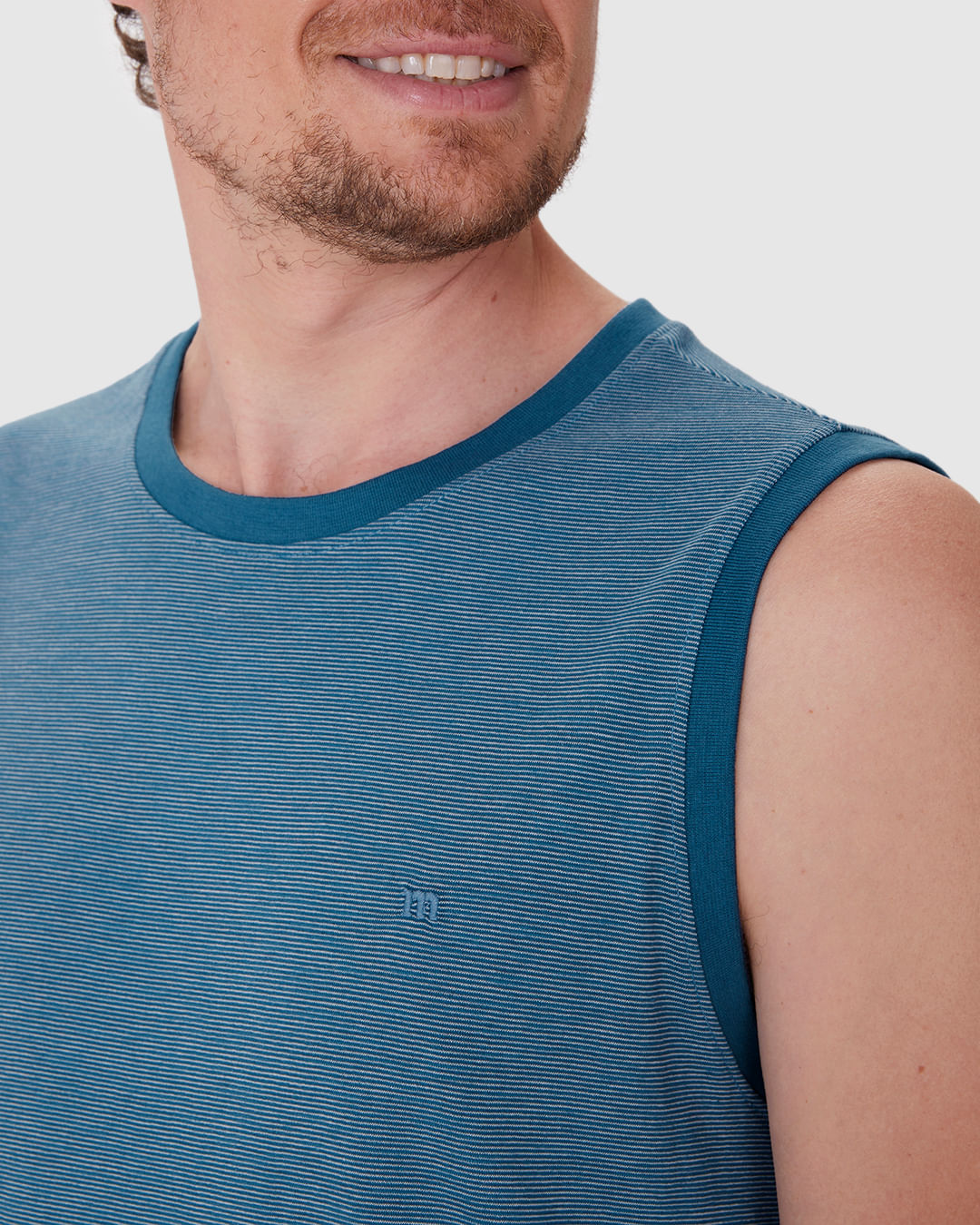 Regata Básica Masculina Alça Larga Bordado Frontal Em Malha Fio A Fio - Imagem 13