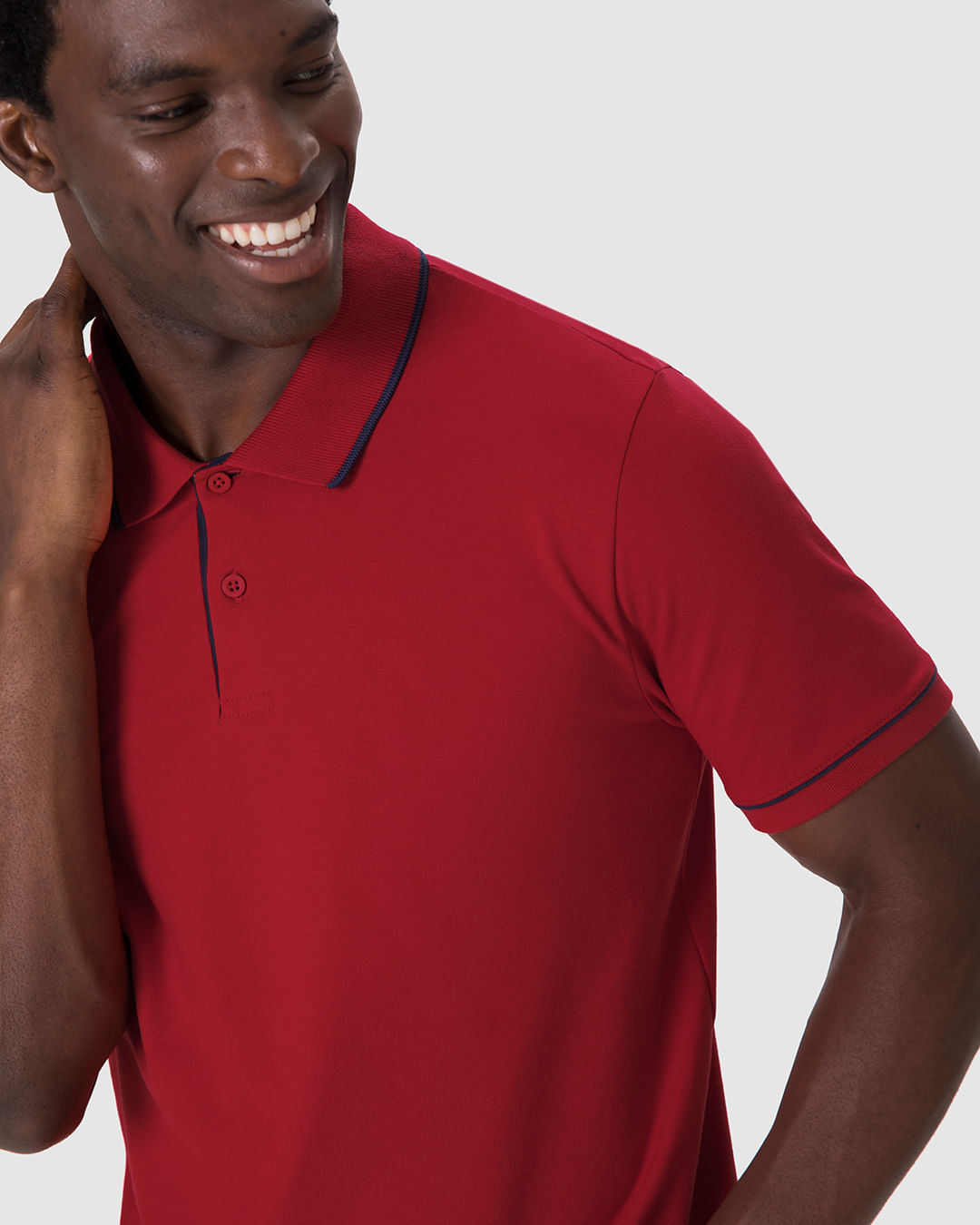Camisa Polo Básica Masculina Detalhe Costura Contraste Em Piquet Stretch - Imagem 23