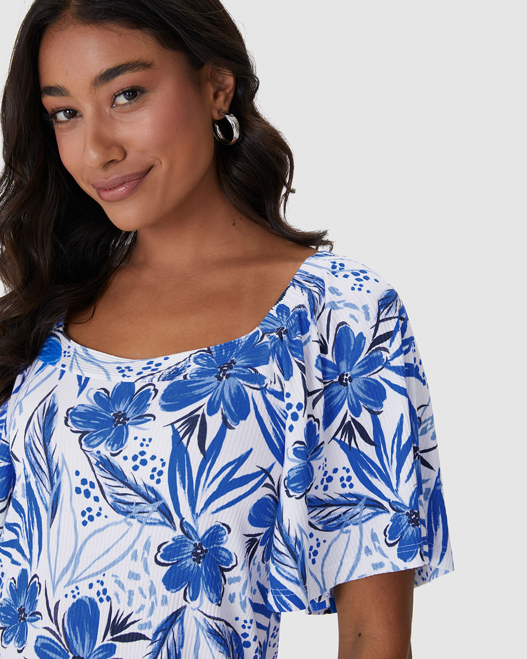 Vestido Feminino Decote Quadrado Manga Franzida Em Malha Viscose Canelada - Imagem 3