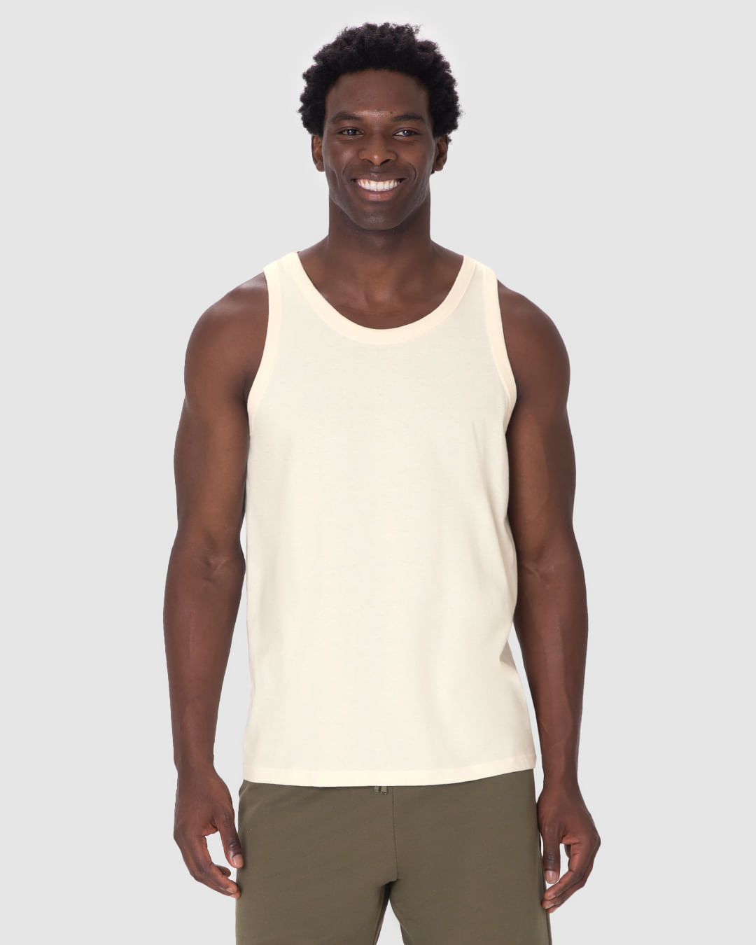 Regata Básica Masculina Alça Estreita Etiqueta Estampada Em Algodão - Imagem 14