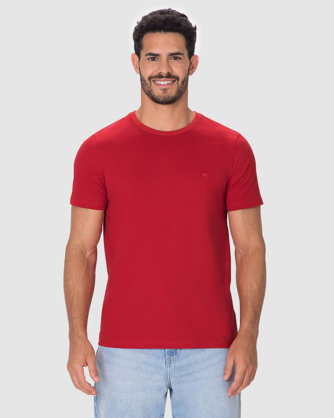 Camiseta Ícone Masculina Slim Bordado Frontal Em Algodão - Imagem 4