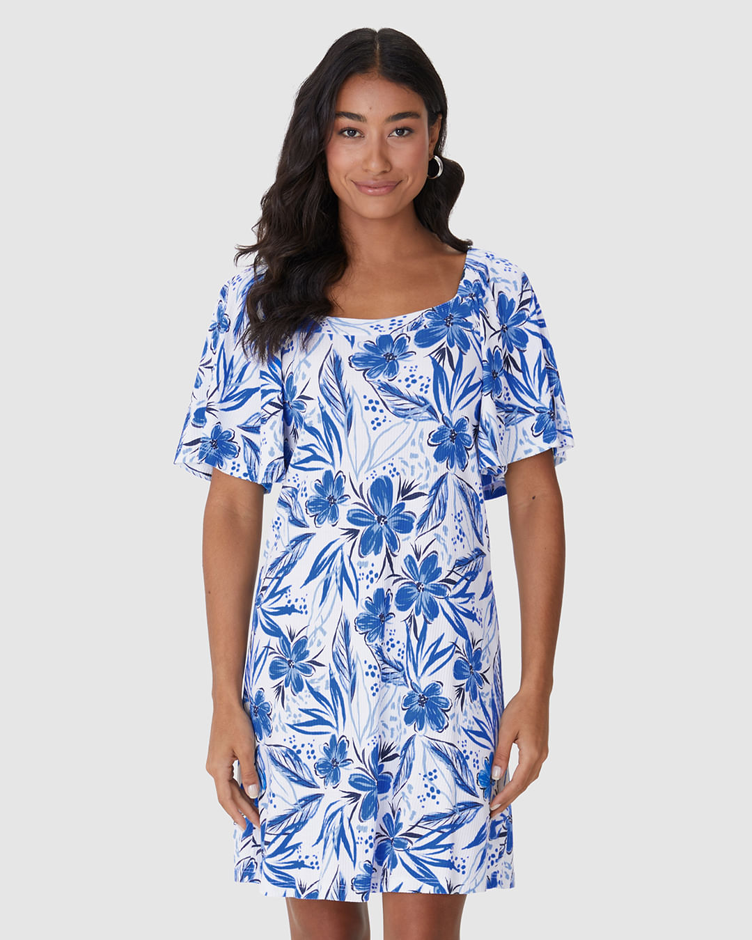 Vestido Feminino Decote Quadrado Manga Franzida Em Malha Viscose Canelada - Imagem 9