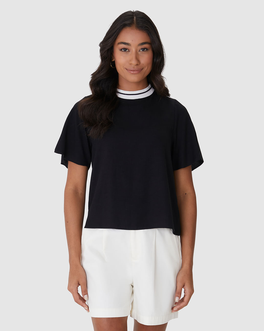 Blusa Ampla Feminina Gola Redonda Retilínea Em Viscolinho Texturizado - Imagem 19