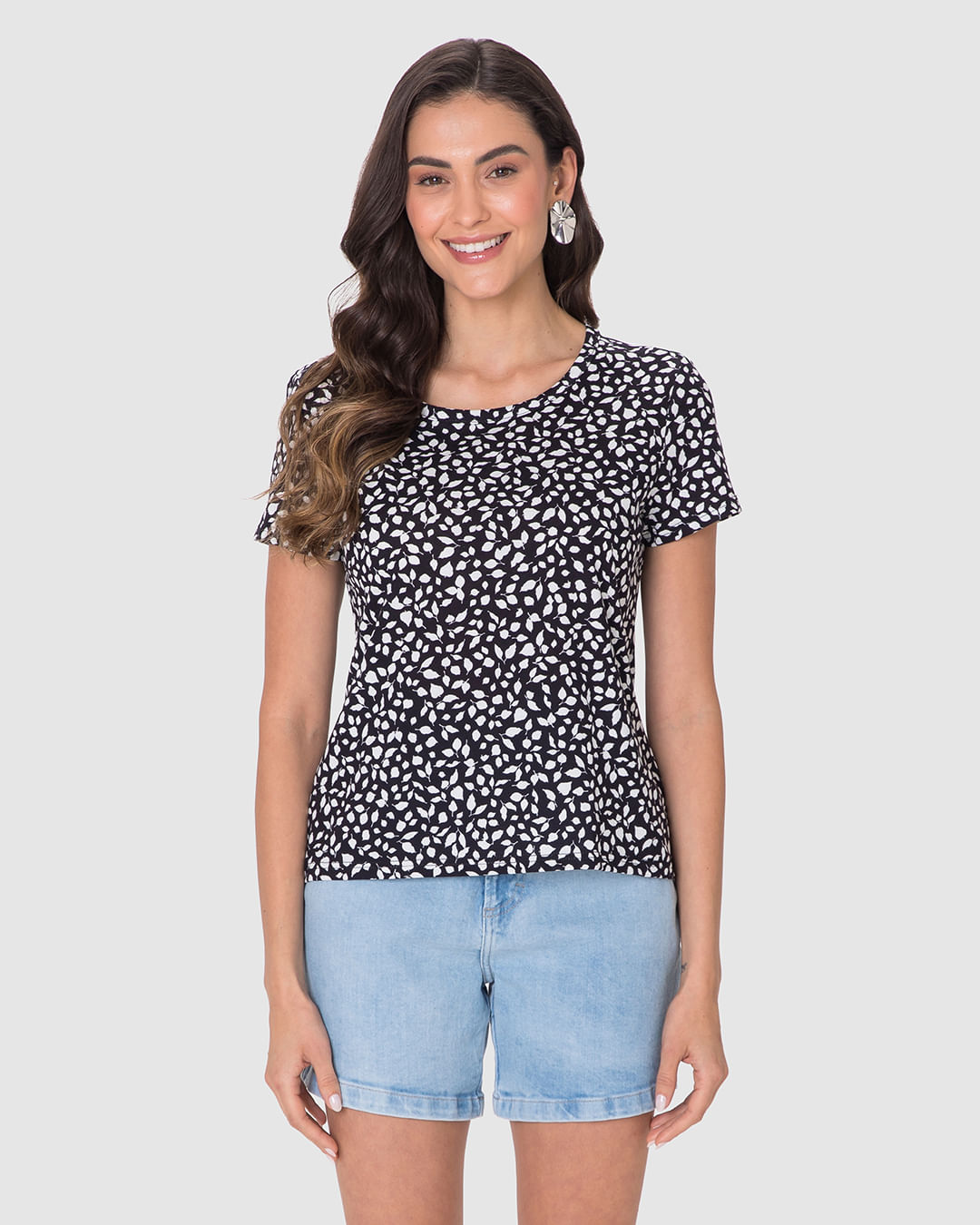 Blusa Feminina Decote Redondo Estampada Em Algodão - Imagem 24