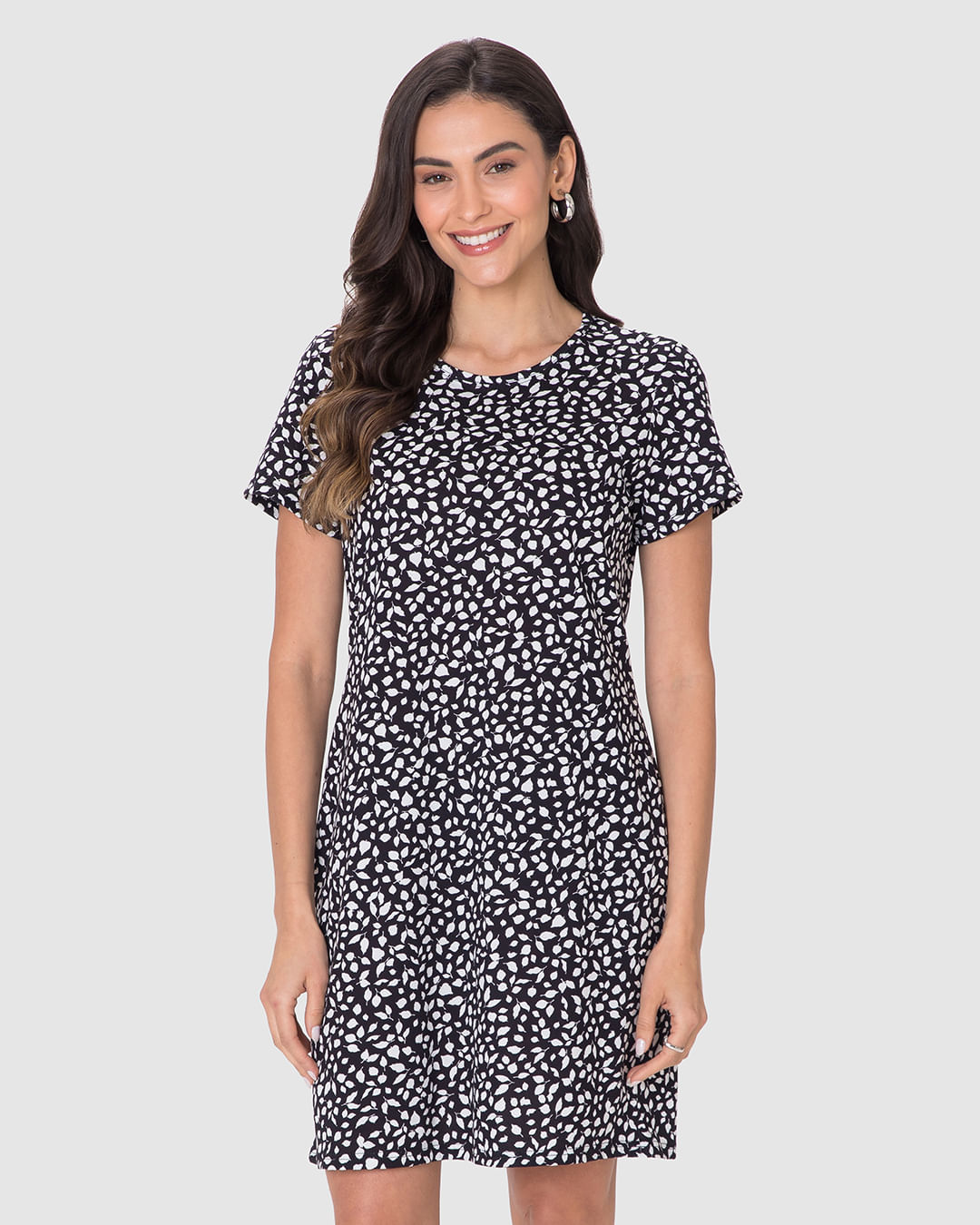 Vestido Feminino Estampado Com Decote Redondo Em Algodão - Imagem 19