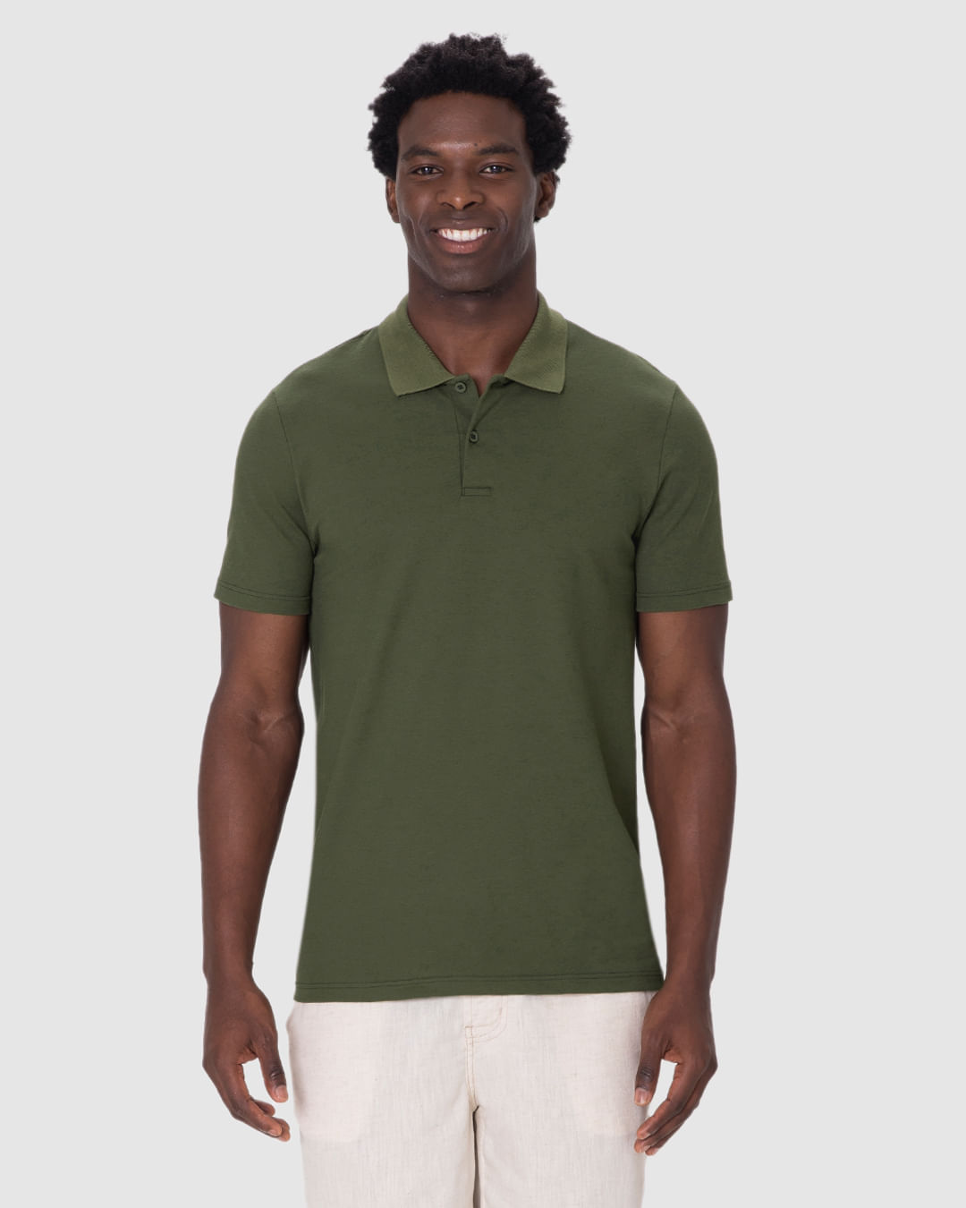 Camisa Polo Básica Masculina Gola Retilínea Em Piquet Stretch - Imagem 4