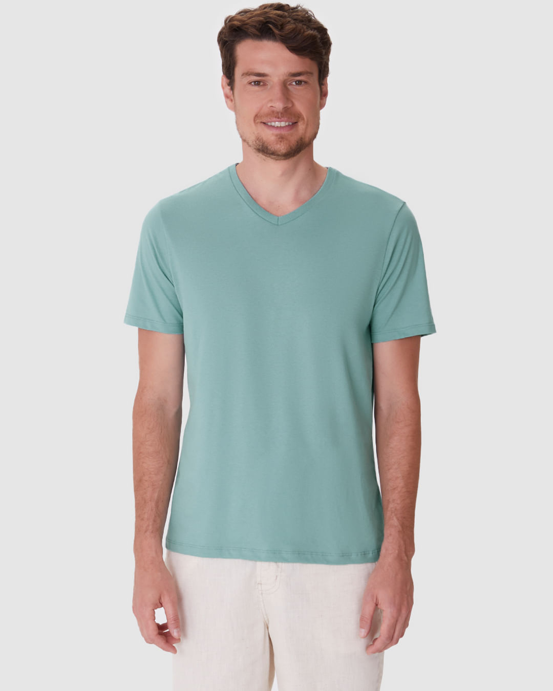 Camiseta Básica Masculina Gola V Em Algodão - Imagem 24