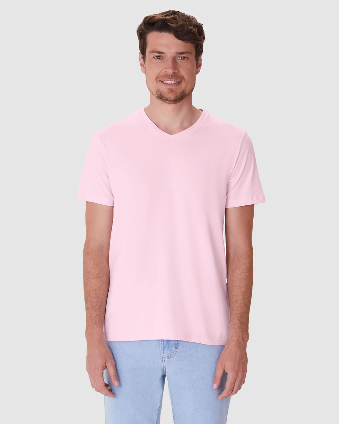 Camiseta Básica Masculina Gola V Em Algodão - Imagem 24