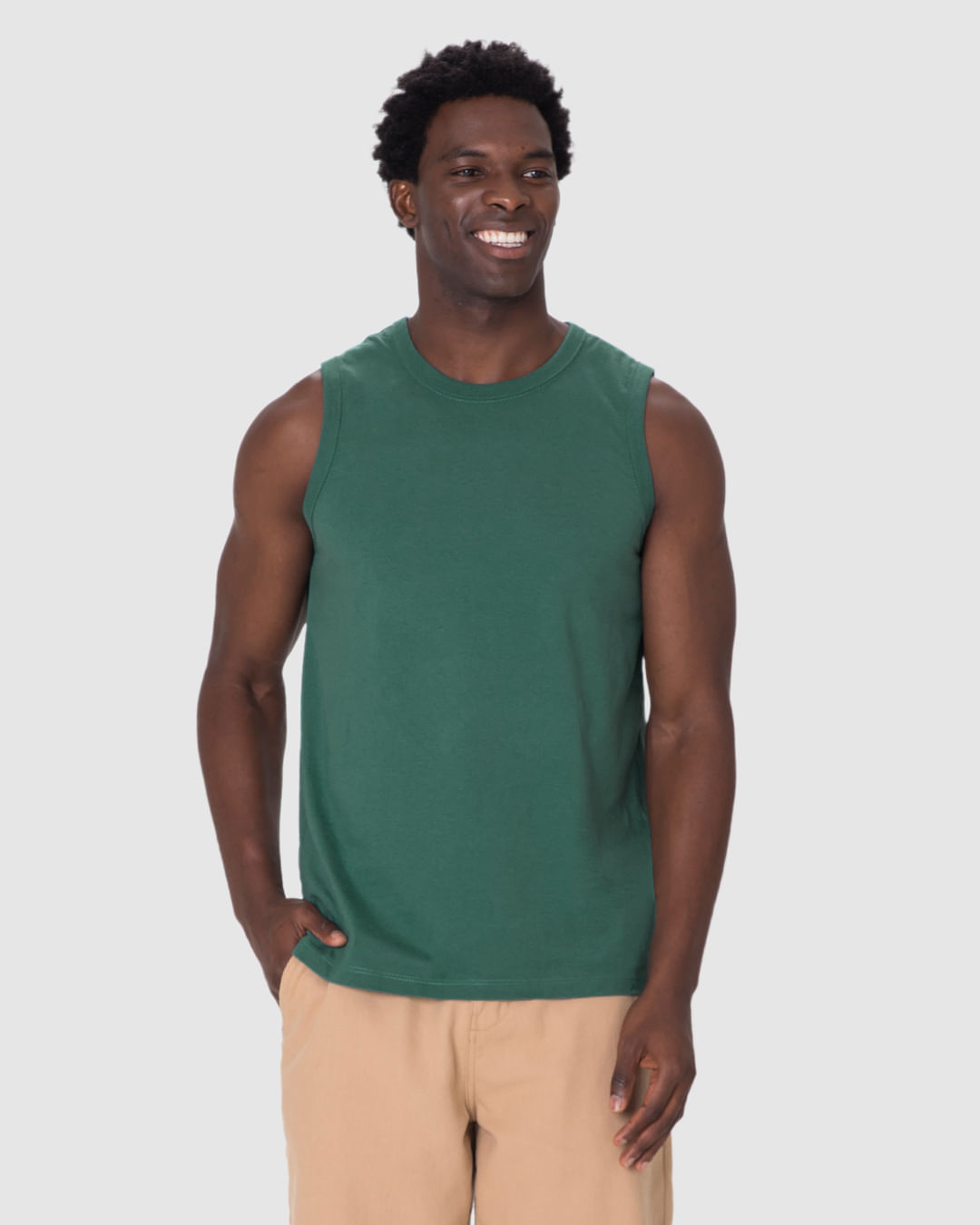 Regata Básica Masculina Cava Ajustada Em Algodão - Imagem 29