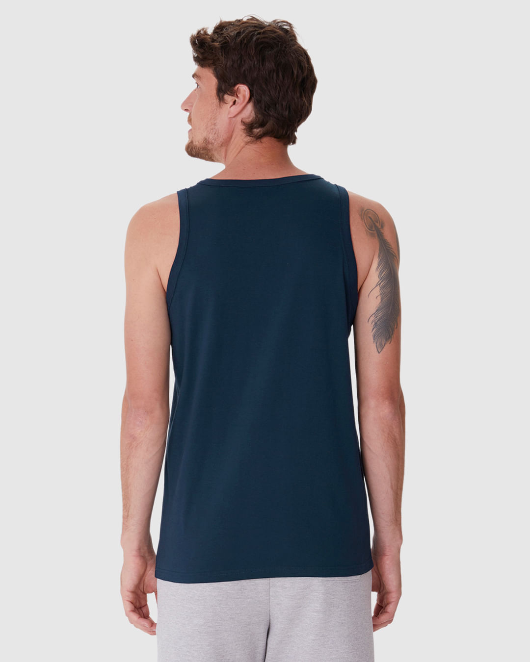 Regata Básica Masculina Alça Estreita Etiqueta Estampada Em Algodão - Imagem 15