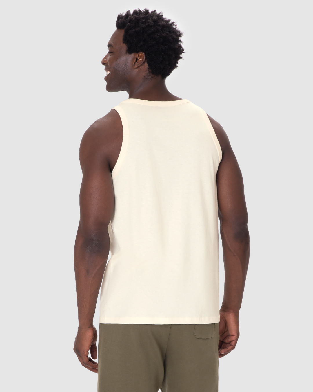 Regata Básica Masculina Alça Estreita Etiqueta Estampada Em Algodão - Imagem 20