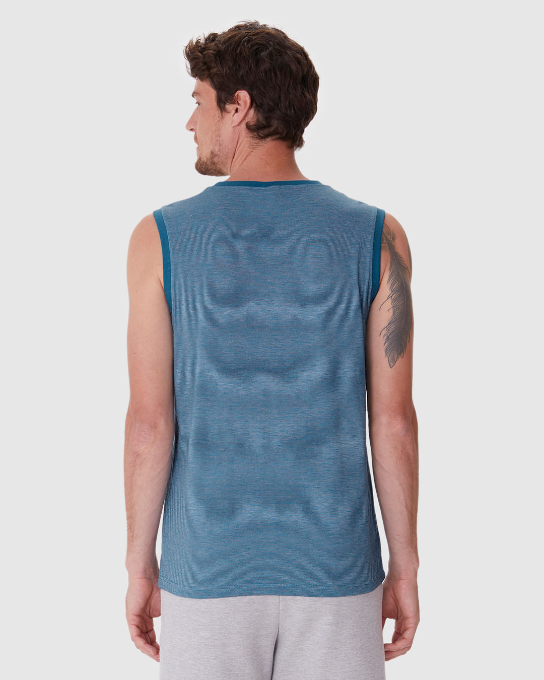 Regata Básica Masculina Alça Larga Bordado Frontal Em Malha Fio A Fio - Imagem 20