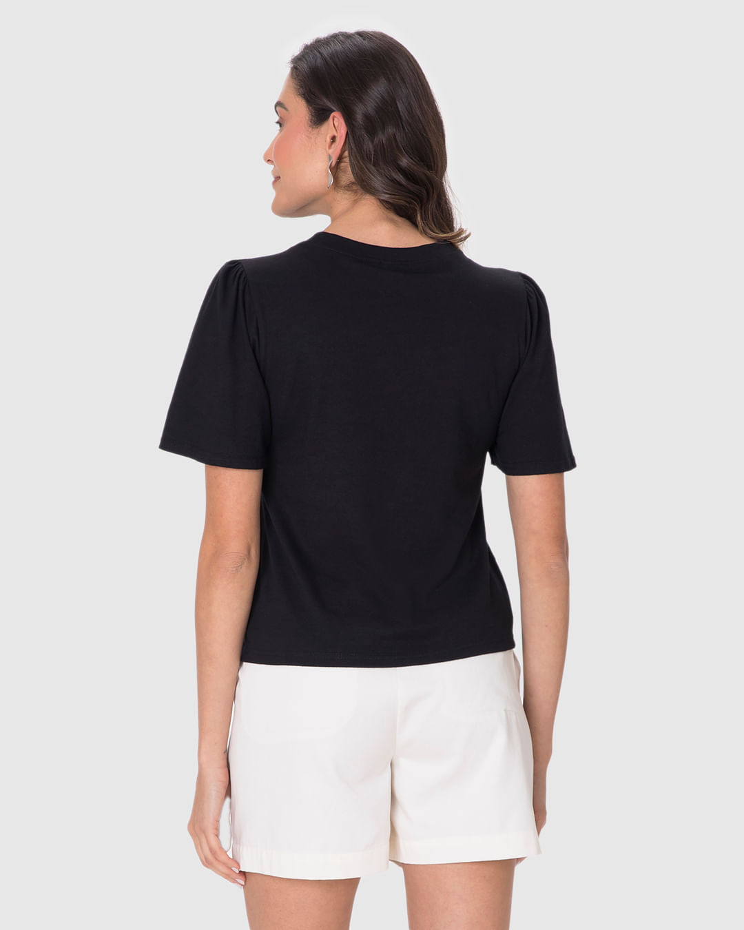 Camiseta Feminina Estampa Puff Alto Relevo Manga Franzida Em Algodão - Imagem 10