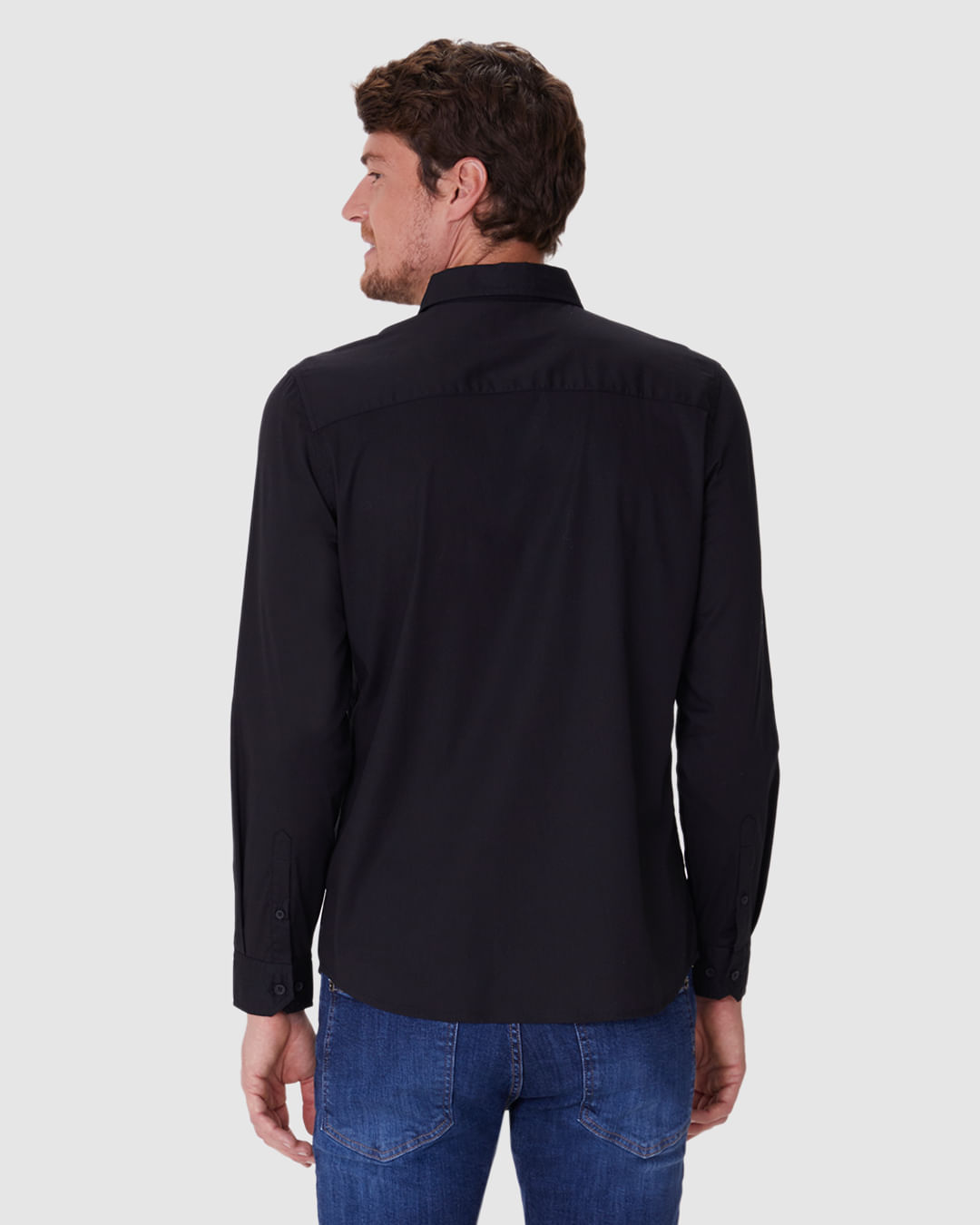 Camisa Masculina Slim Manga Longa Em Tricoline Stretch - Imagem 20