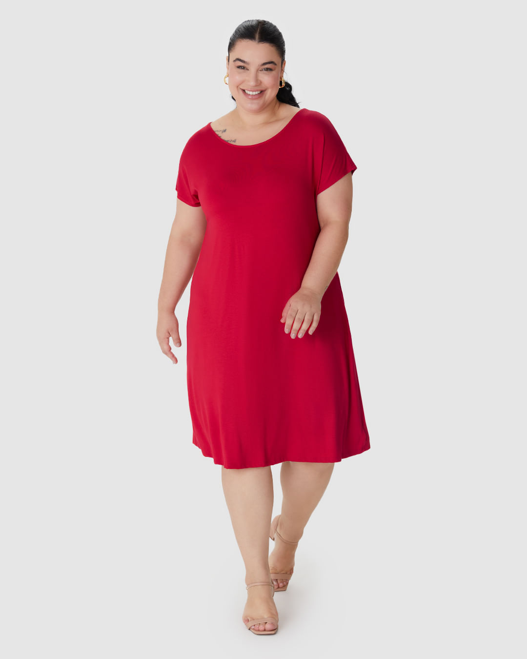 Vestido Feminino Plus Size Reto Em Viscose Stretch - Imagem 21