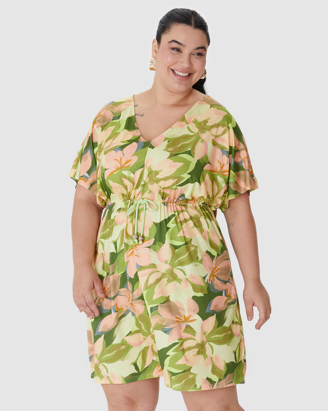 Vestido Feminino Plus Size Cadarço E Amarração Frontal Em Viscose Stretch - Imagem 16