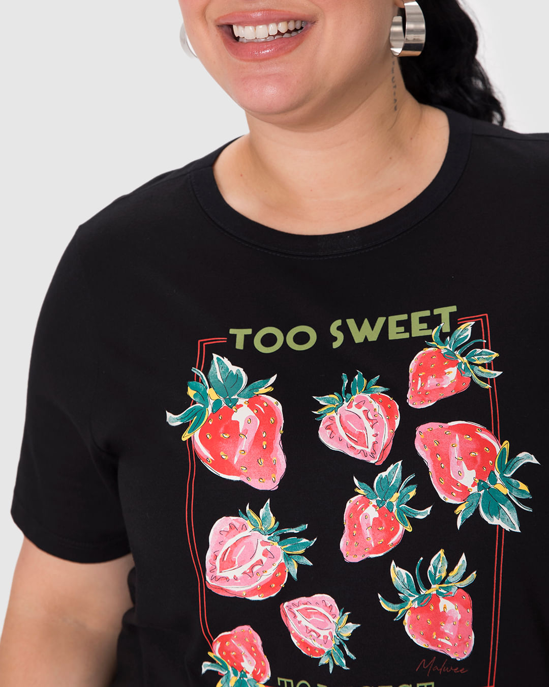 Camiseta Feminina Plus Size Estampa Too Sweet To Resist Em Algodão - Imagem 8