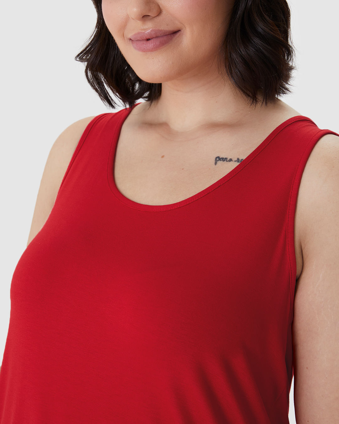 Regata Feminina Plus Size Decote U Alça Larga Em Viscose Stretch - Imagem 18