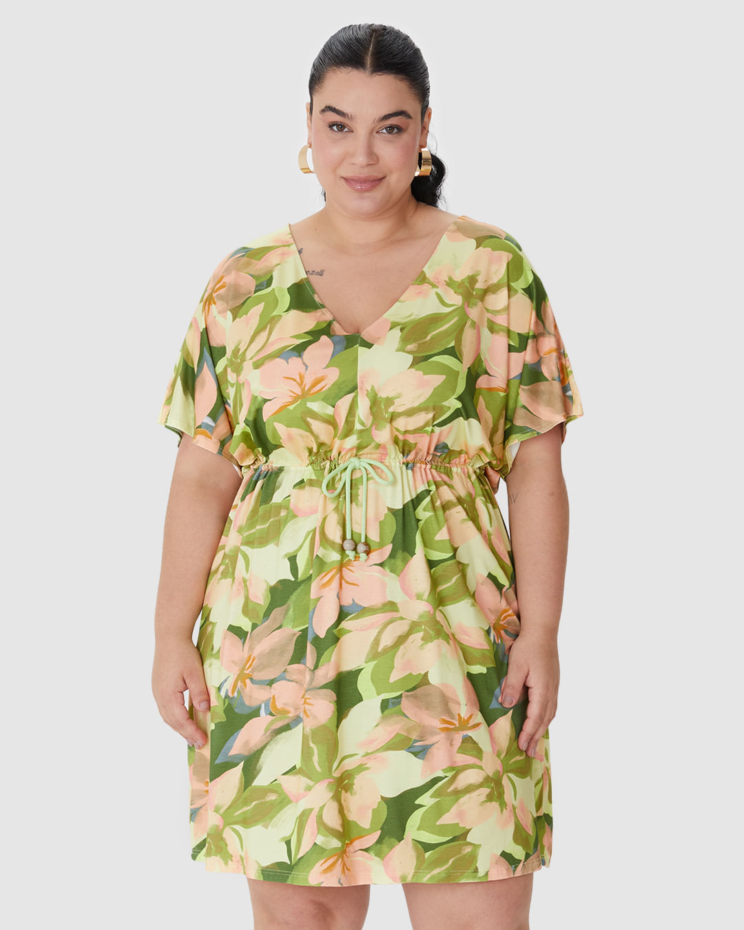 Vestido Feminino Plus Size Cadarço E Amarração Frontal Em Viscose Stretch - Imagem 19
