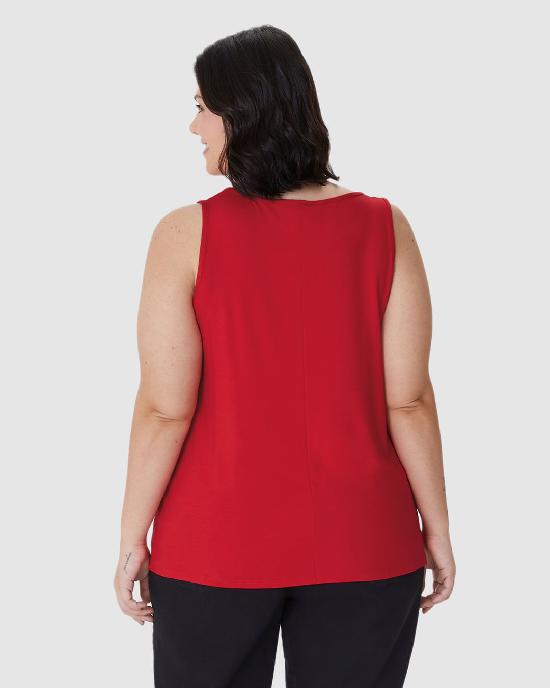 Regata Feminina Plus Size Decote U Alça Larga Em Viscose Stretch - Imagem 25