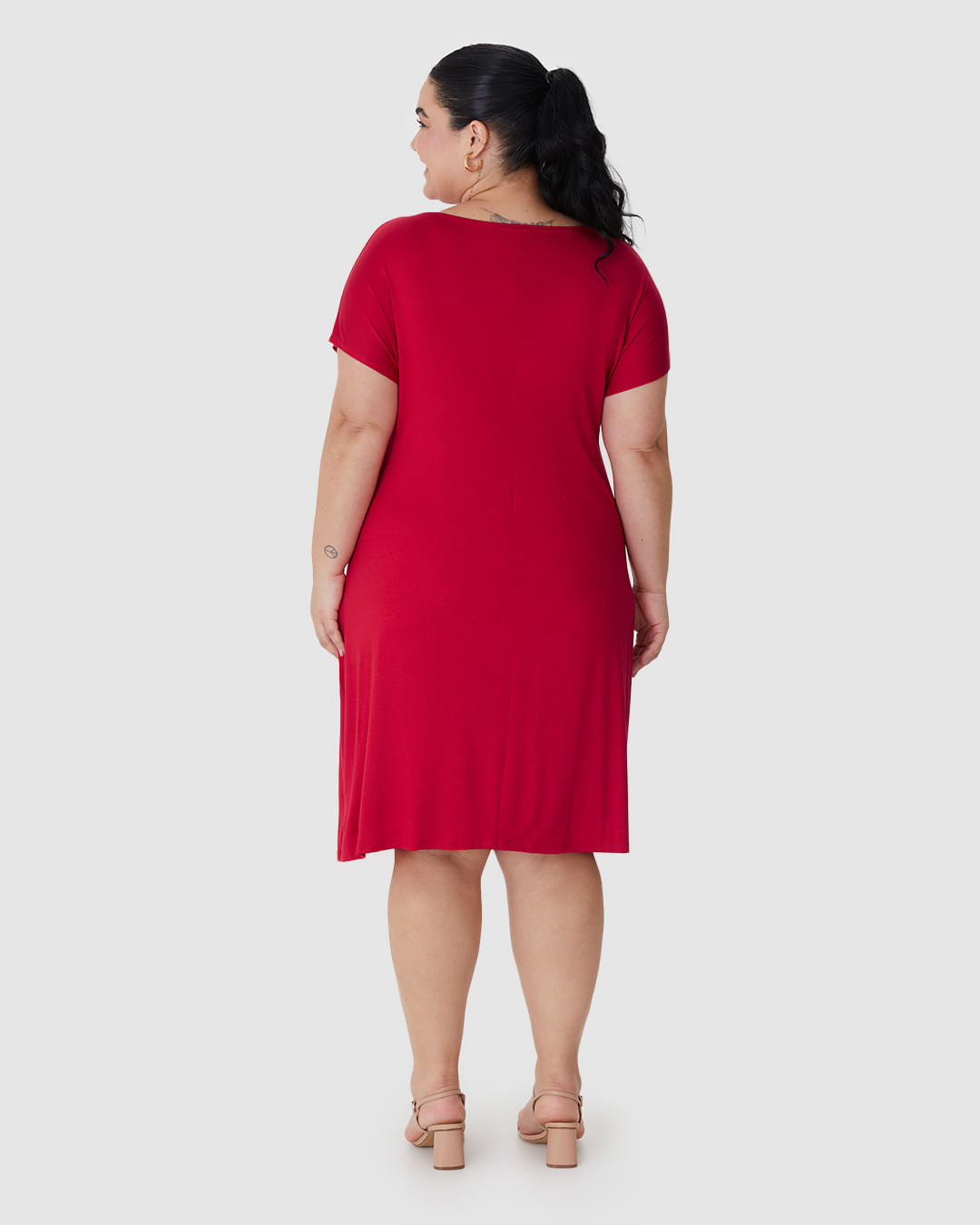 Vestido Feminino Plus Size Reto Em Viscose Stretch - Imagem 5