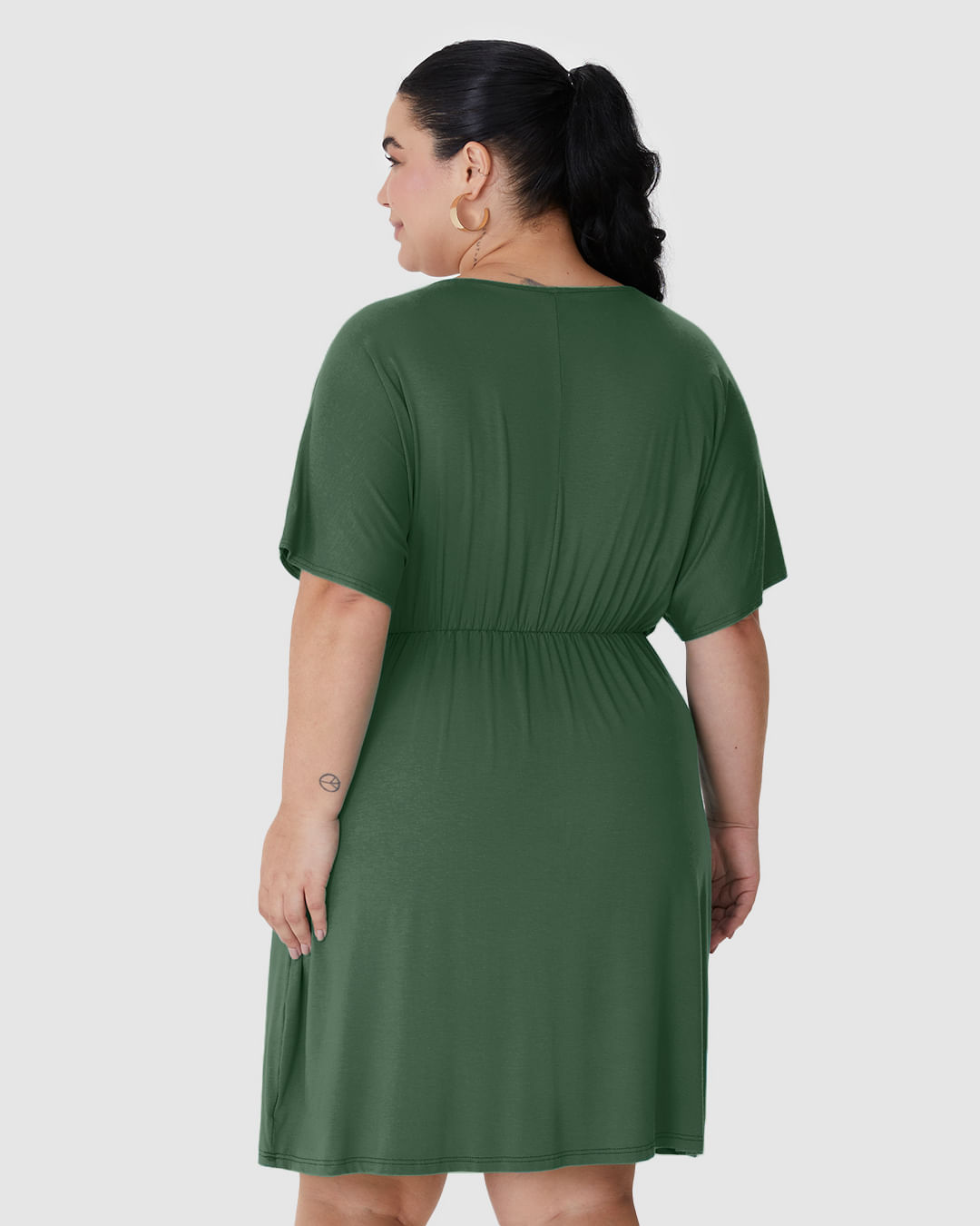 Vestido Feminino Plus Size Cadarço E Amarração Frontal Em Viscose Stretch - Imagem 15