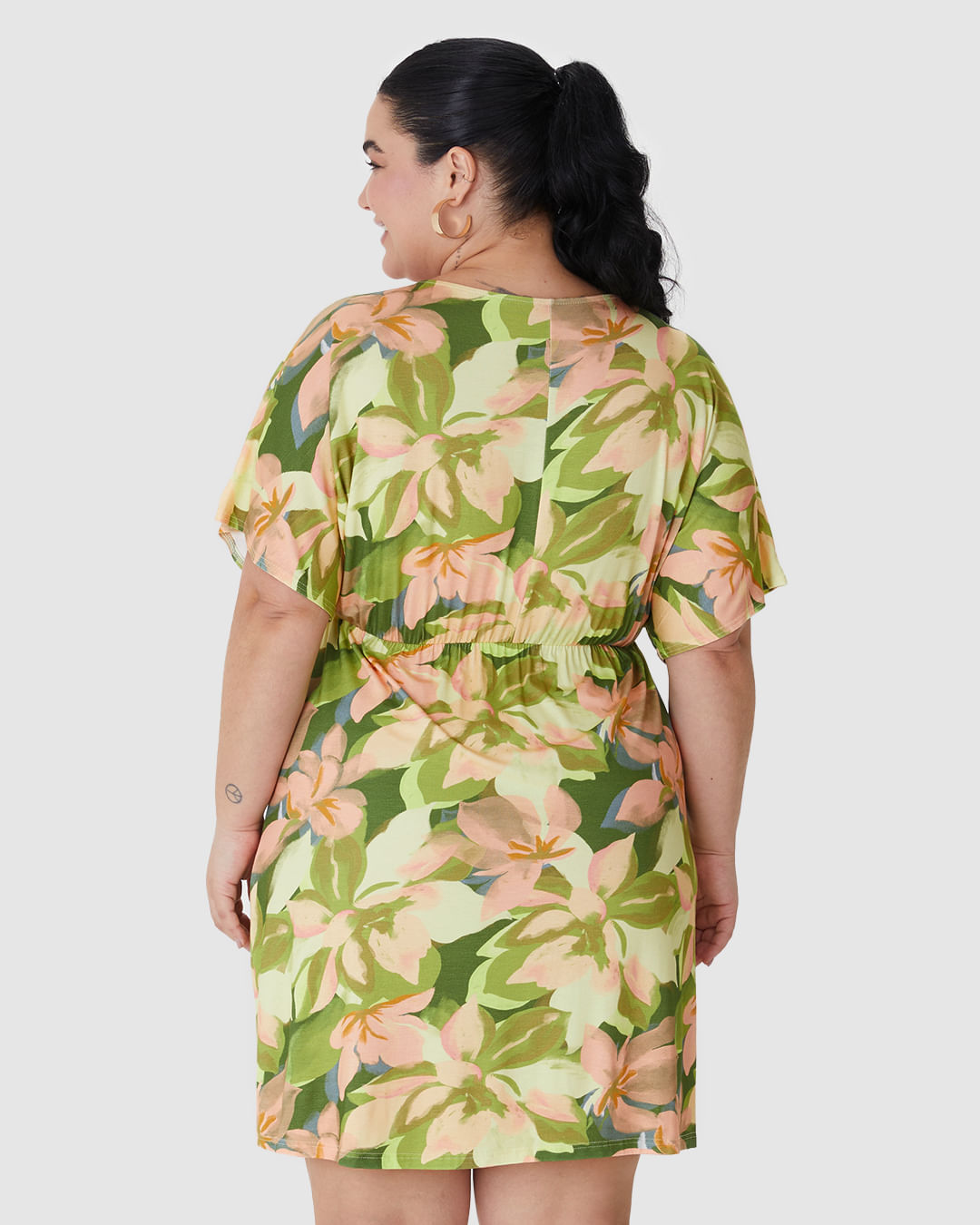Vestido Feminino Plus Size Cadarço E Amarração Frontal Em Viscose Stretch - Imagem 15