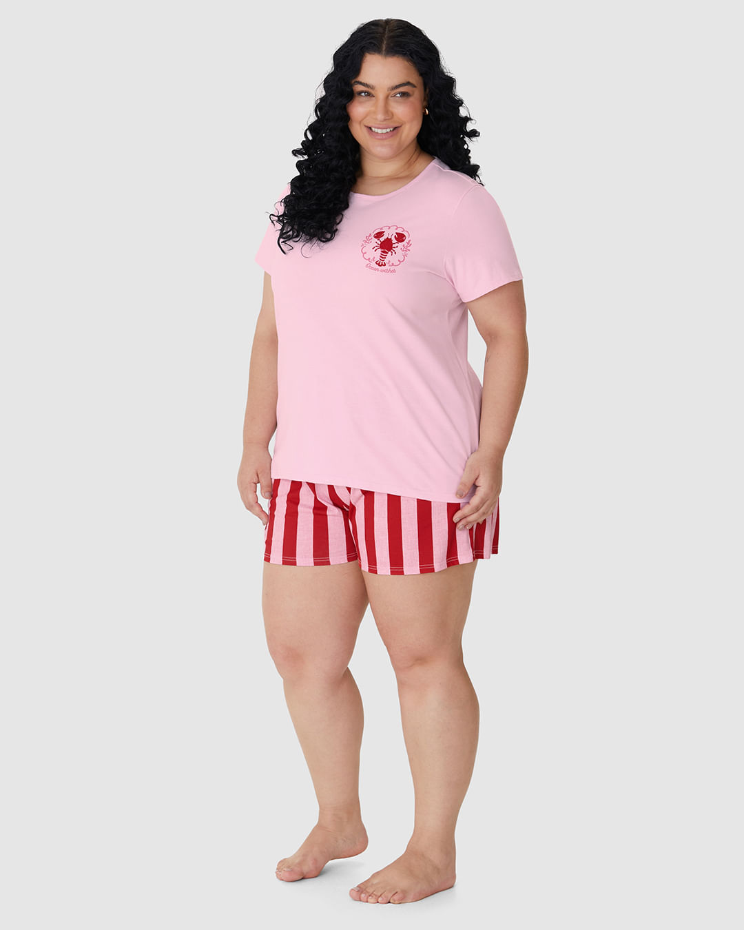 Pijama Curto Feminino Plus Size Ocean Wishes Em Algodão - Imagem 7