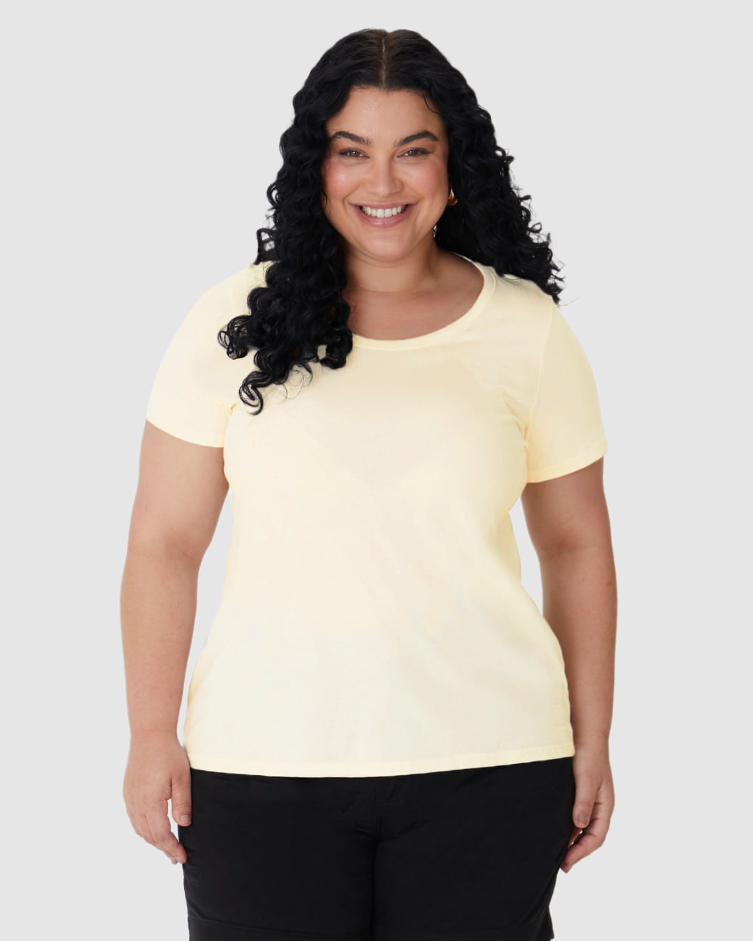 Blusa Básica Feminina Plus Size Decote Redondo Em Algodão - Imagem 14