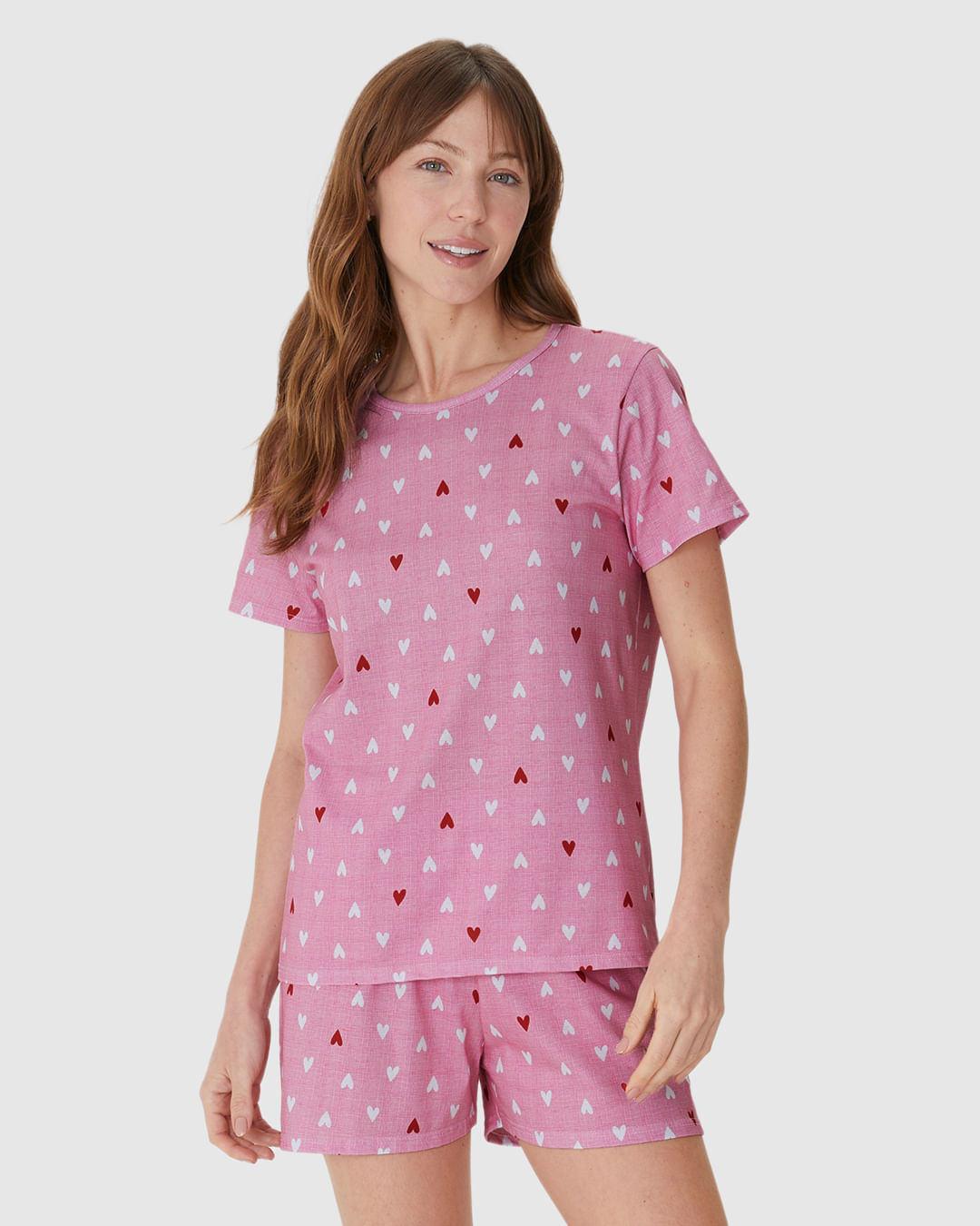 Pijama Curto Feminino Blusa E Shorts Estampado Em Algodão - Imagem 13