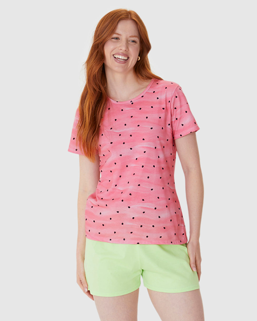 Pijama Curto Feminino Blusa Estampa Digital Em Algodão - Imagem 25