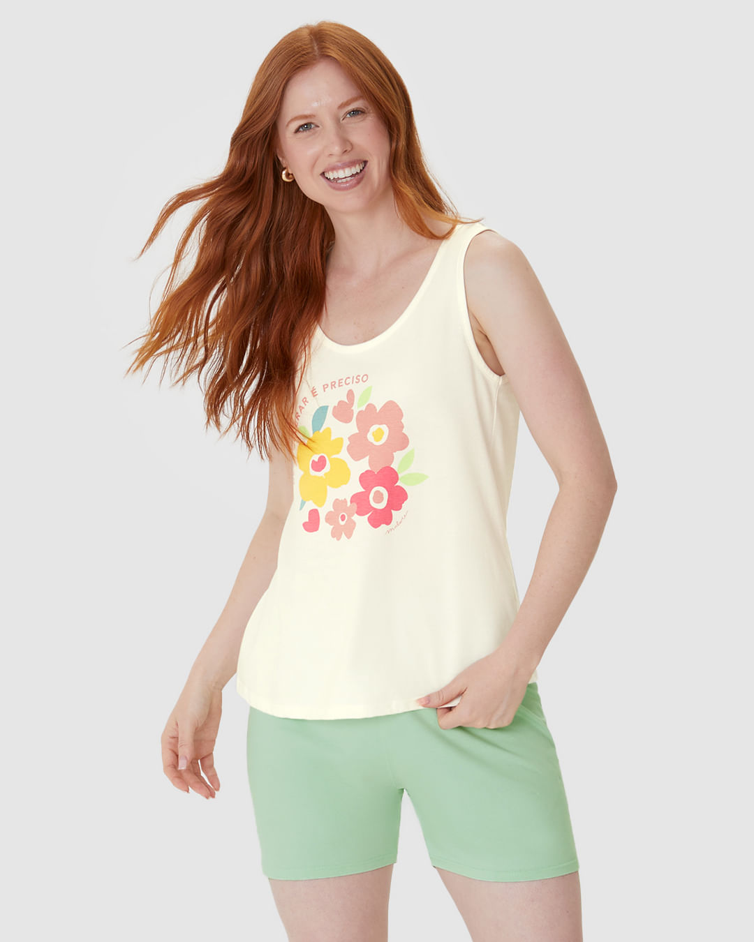 Pijama Curto Feminino Desacelerar É Preciso Em Algodão - Imagem 6