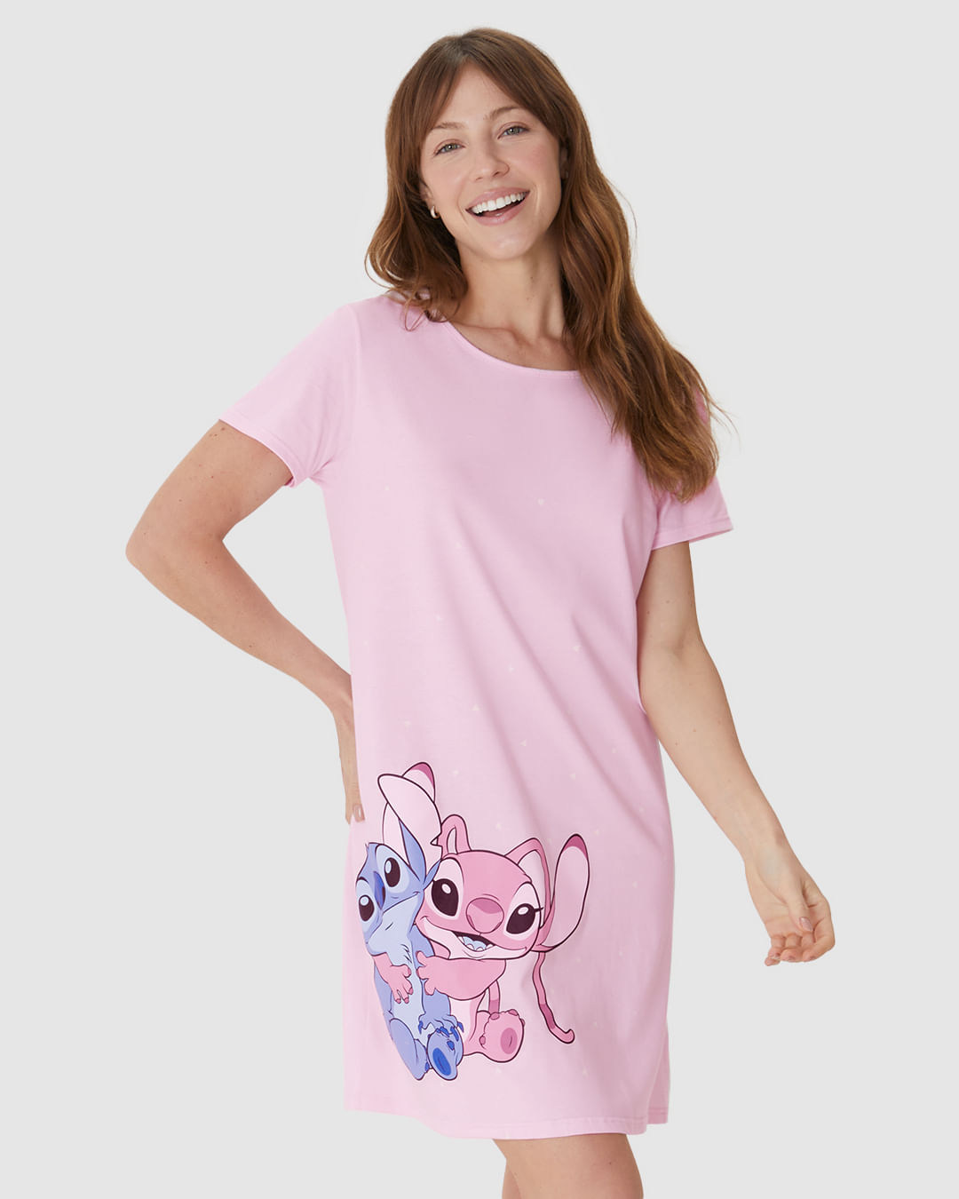 Camisola Feminina Estampa Stitch Disney Em Algodão - Imagem 11