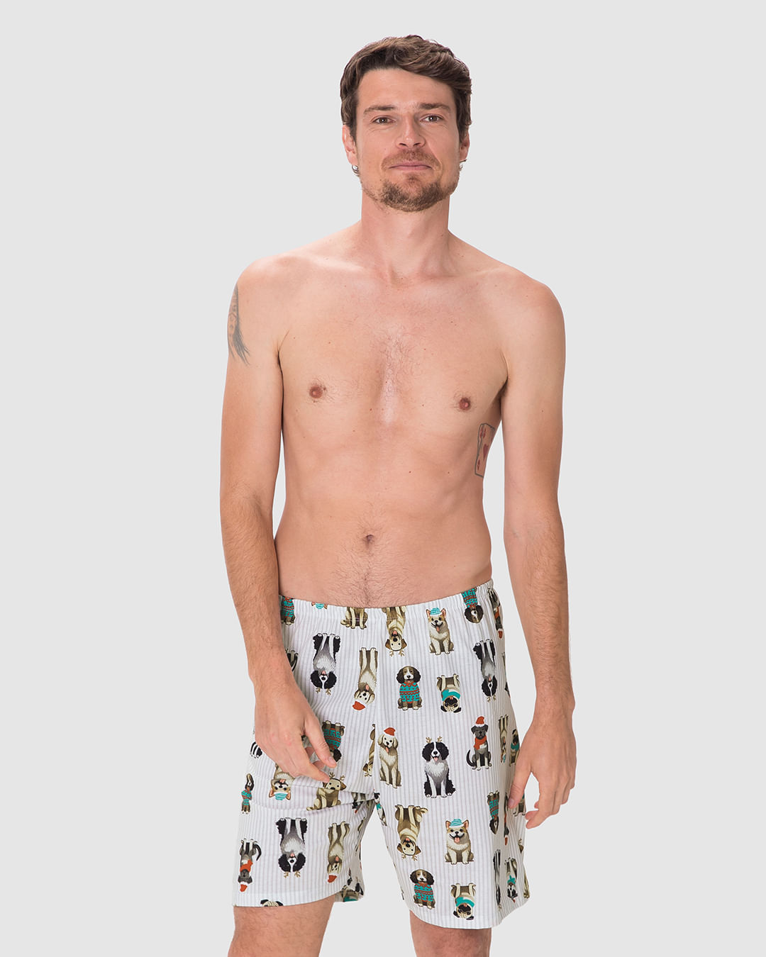 Shorts Masculino De Pijama Estampado Em Algodão - Imagem 21