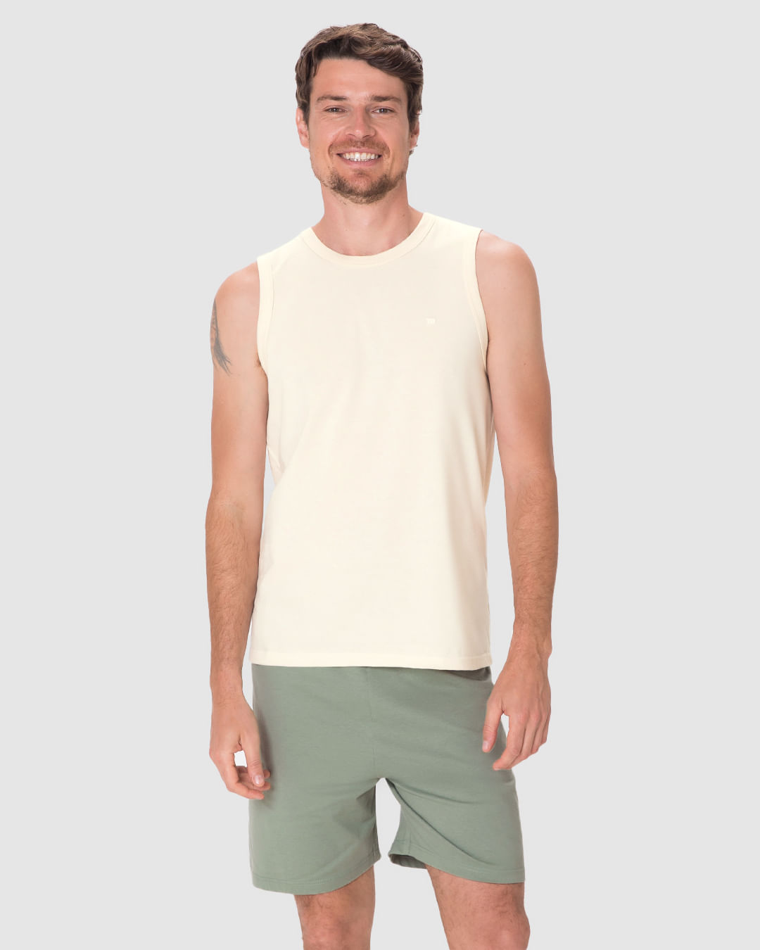 Pijama Curto Masculino Regata Alça Larga Em Malha Algodão - Imagem 16