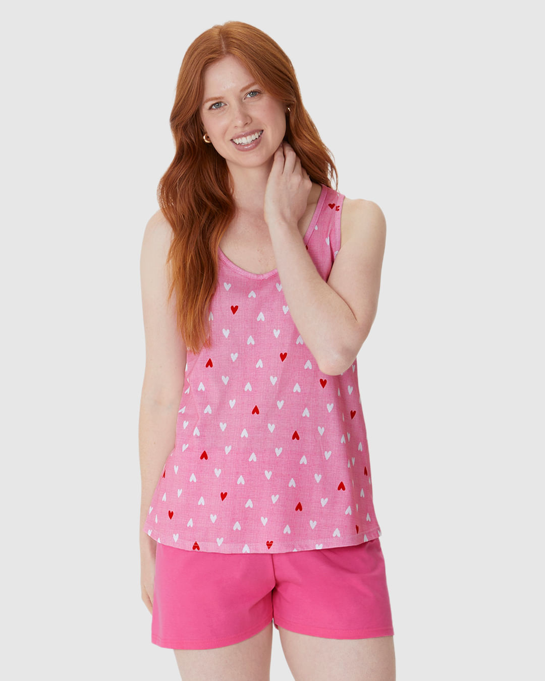 Pijama Curto Feminino Regata Estampa Digital Em Algodão