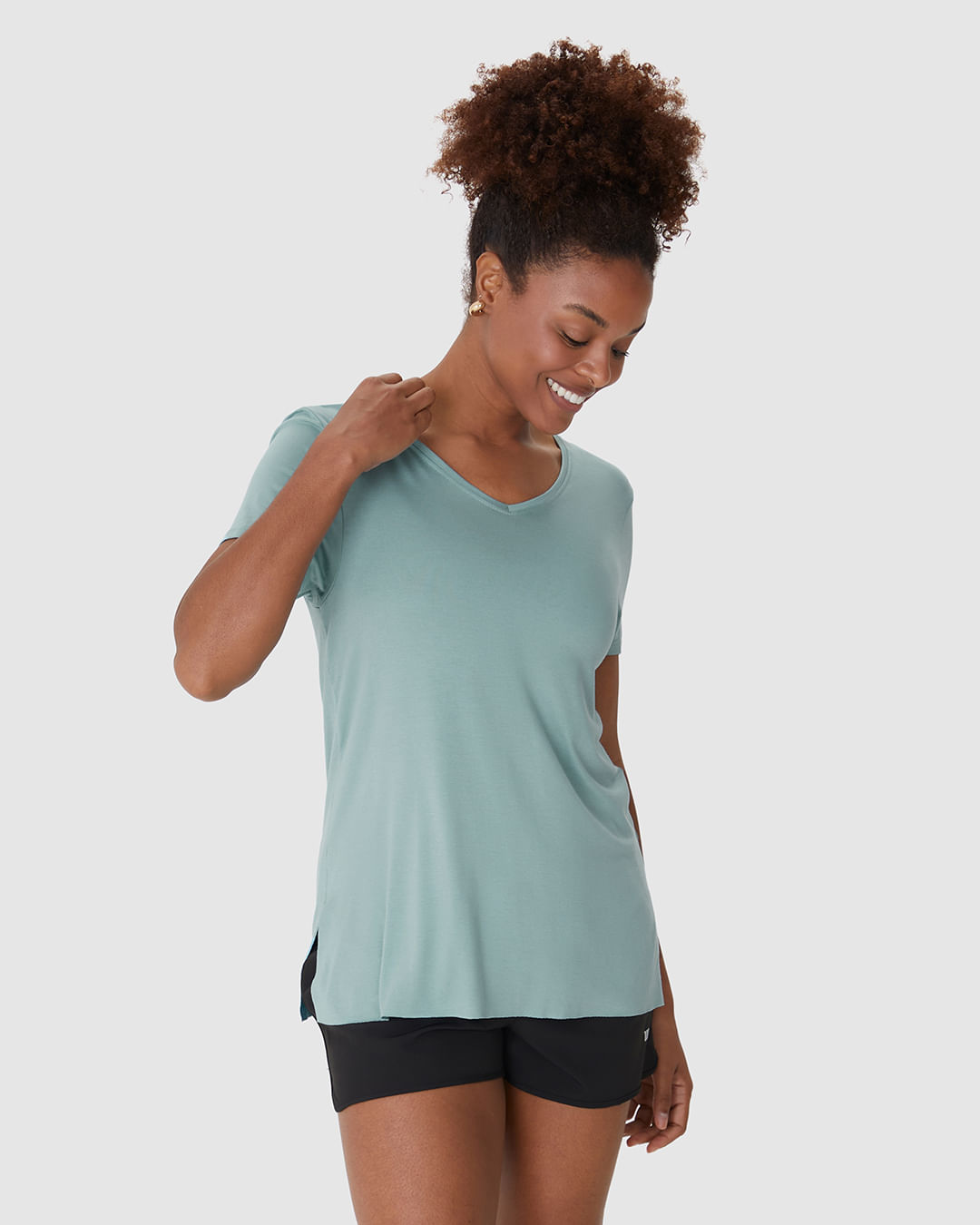 Blusa Esportiva Feminina Reta Fenda Lateral Em Viscose Stretch Malwee Active