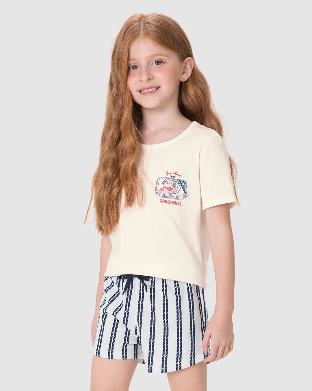 Pijama Infantil Menina Estampa Sardinhas Em Algodão Malwee Kids - Imagem 11
