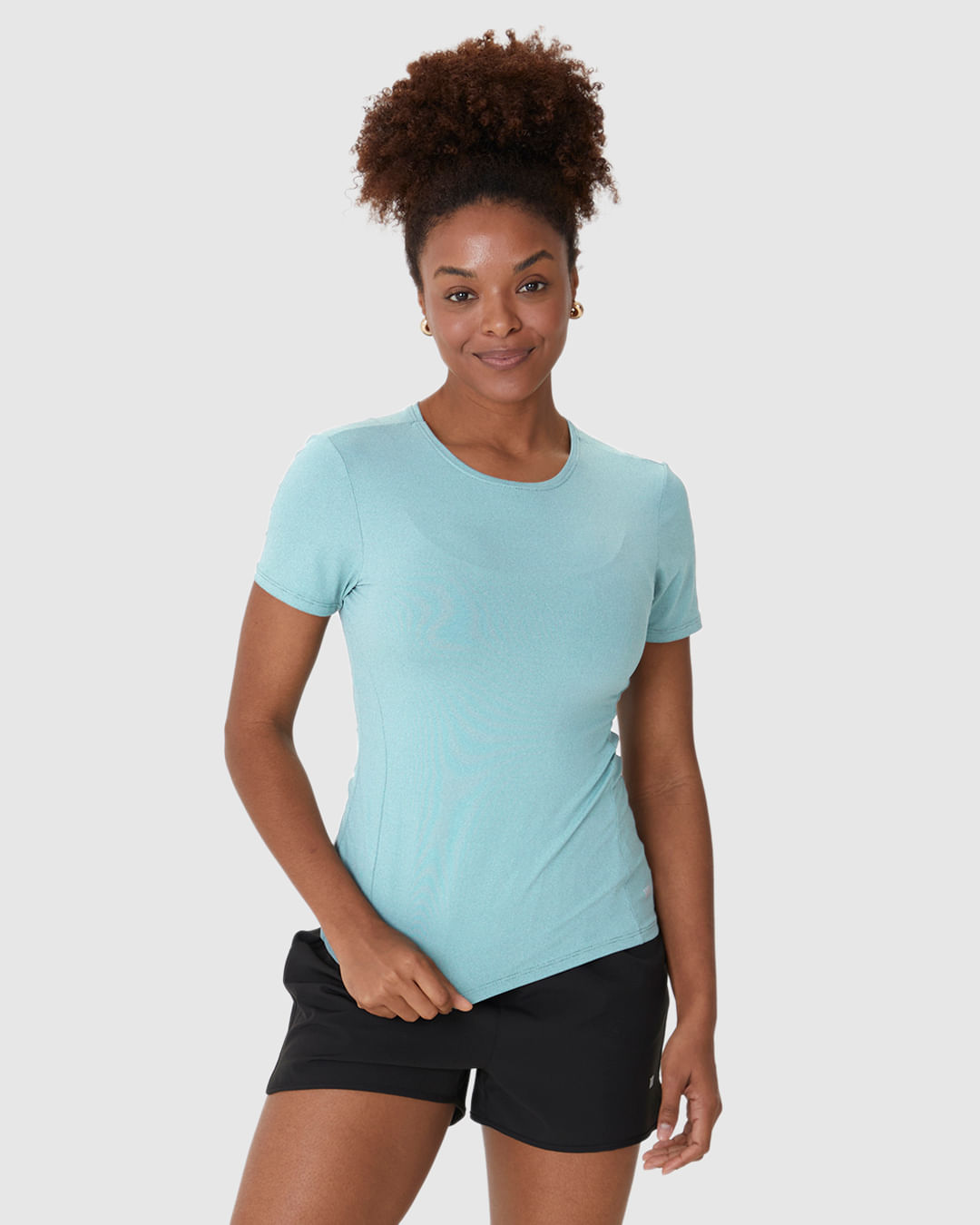 Blusa Esportiva Feminina Slim Gola Redonda E Manga Curta Em Malha Rajada Dry Malwee Active - Imagem 11