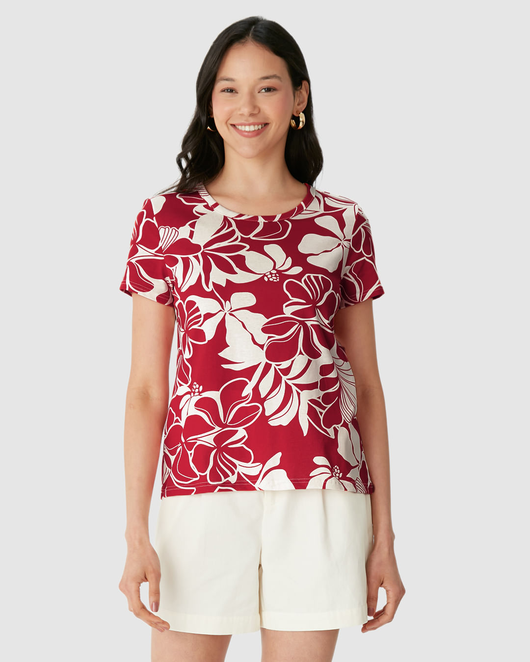 Blusa Feminina Decote Redondo Estampada Em Algodão - Imagem 6