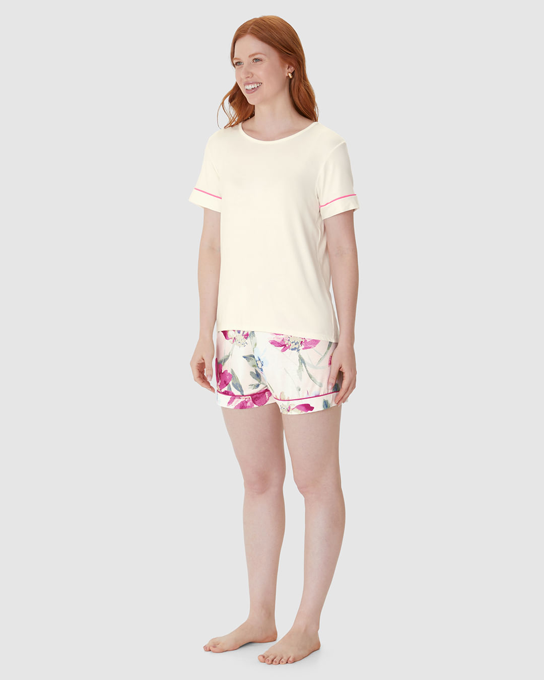 Pijama Curto Feminino Shorts Laço Decorativo Em Viscose Stretch - Imagem 20