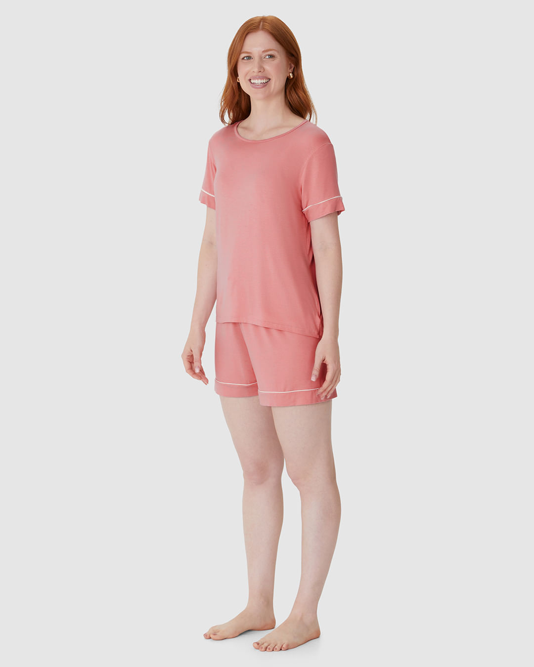 Pijama Curto Feminino Shorts Laço Decorativo Em Viscose Stretch - Imagem 20