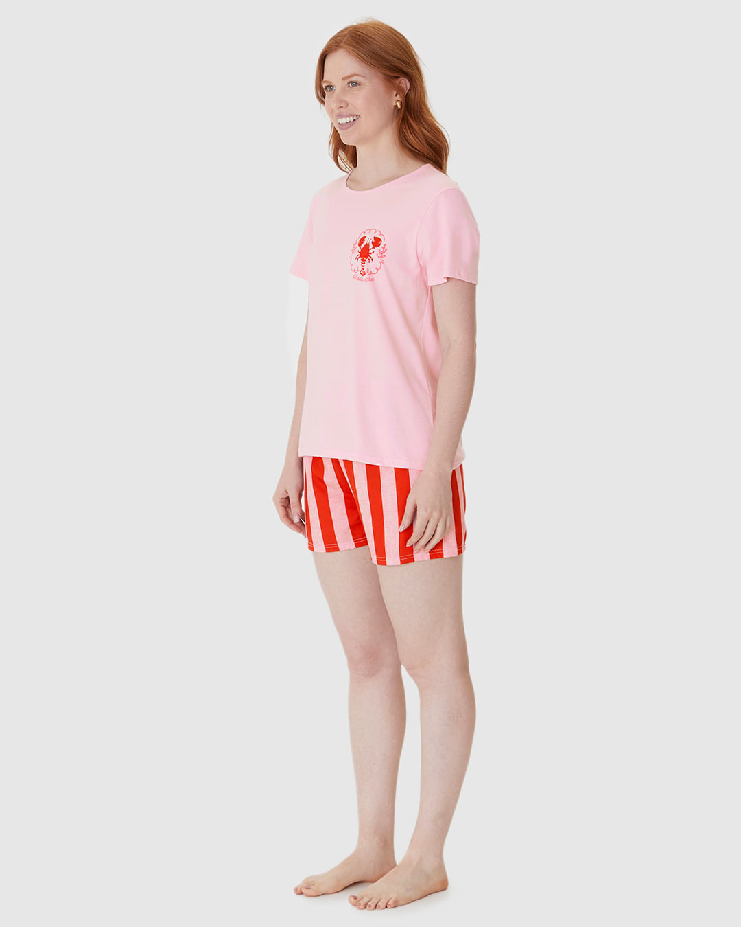 Pijama Curto Feminino Shorts Estampado Em Algodão - Imagem 14