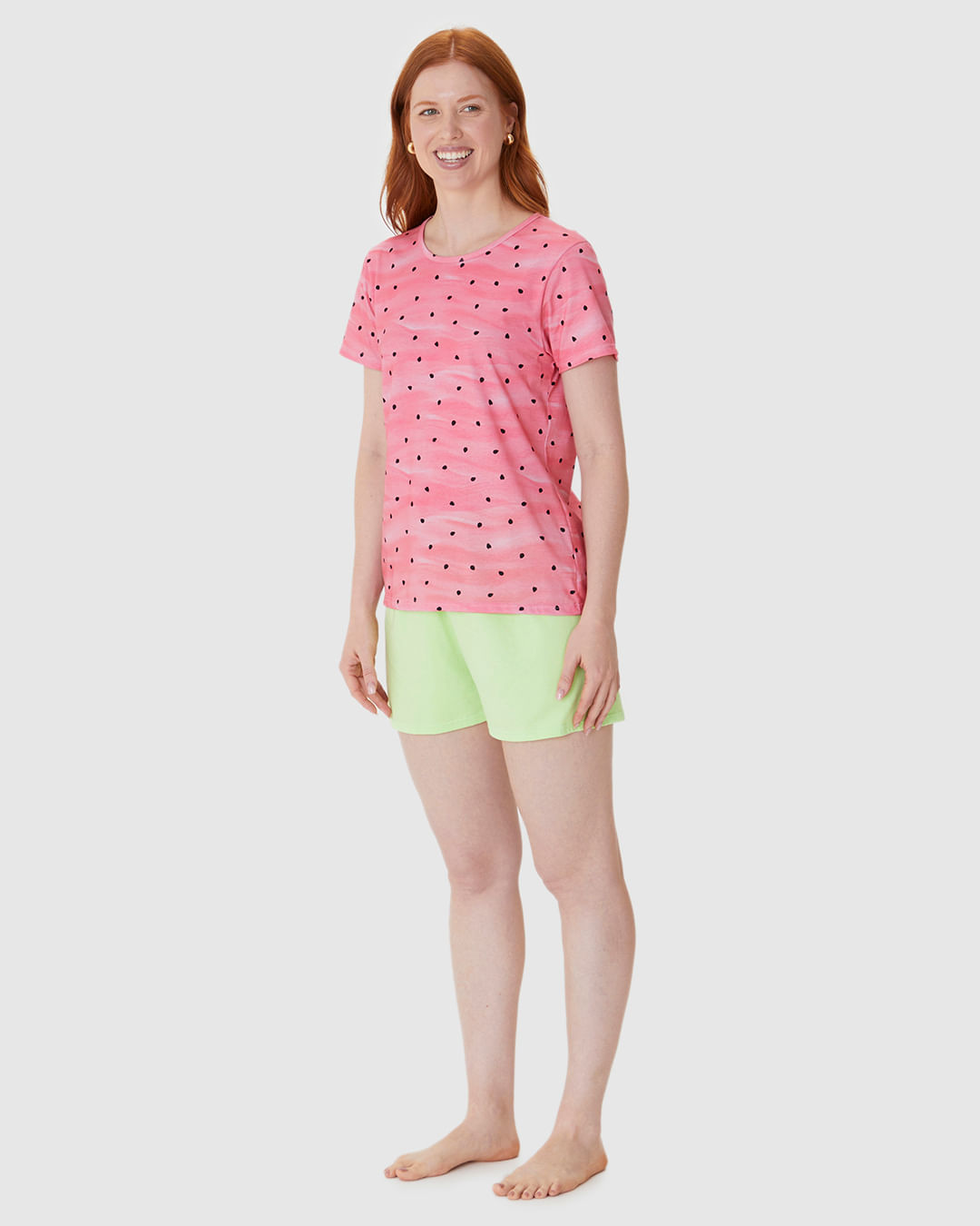 Pijama Curto Feminino Blusa Estampa Digital Em Algodão - Imagem 20