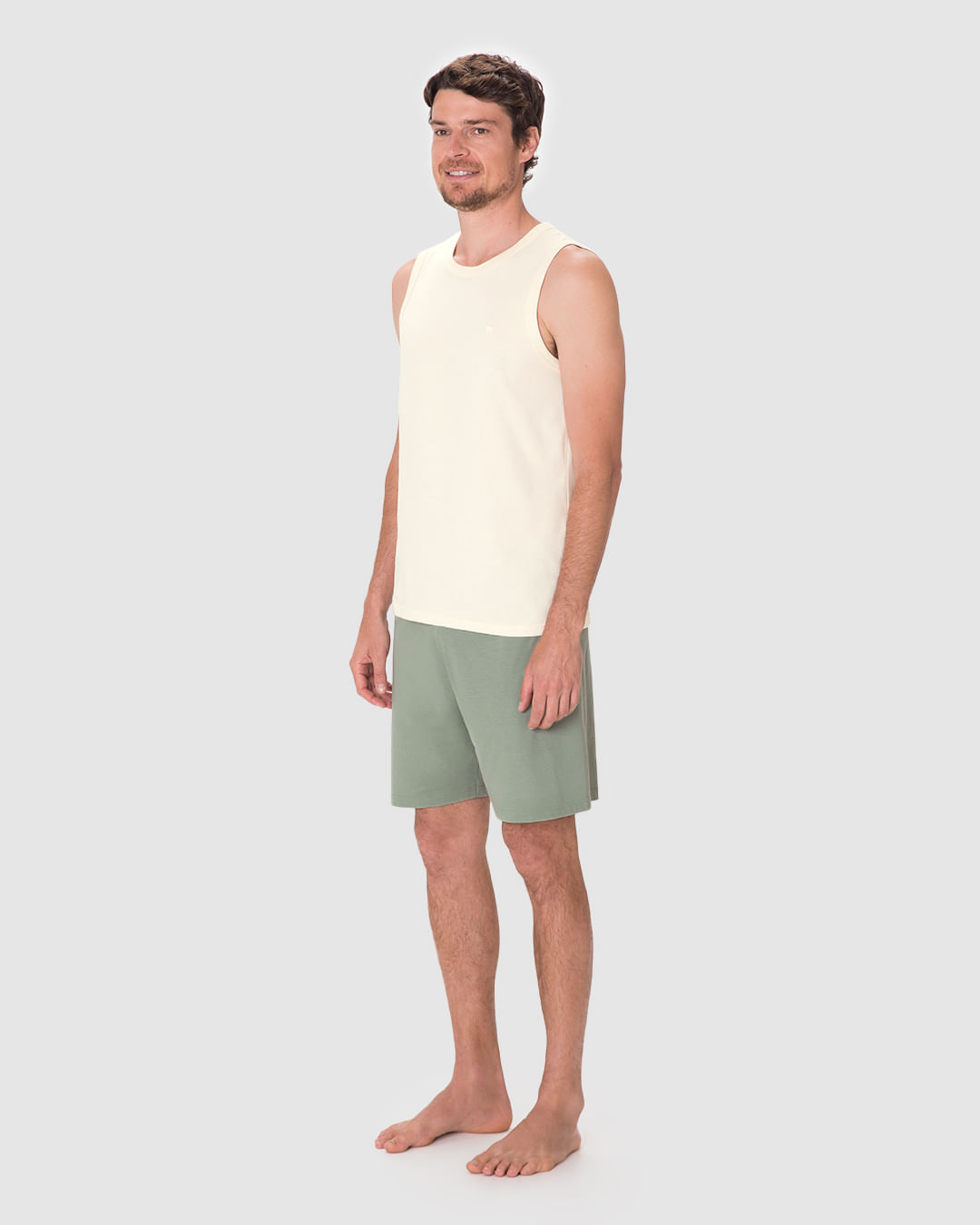 Pijama Curto Masculino Regata Alça Larga Em Malha Algodão - Imagem 12
