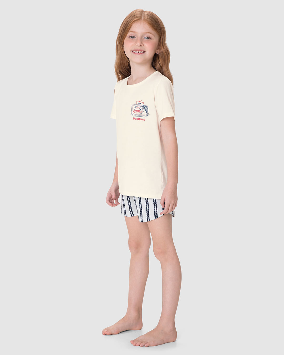 Pijama Infantil Menina Estampa Sardinhas Em Algodão Malwee Kids - Imagem 7