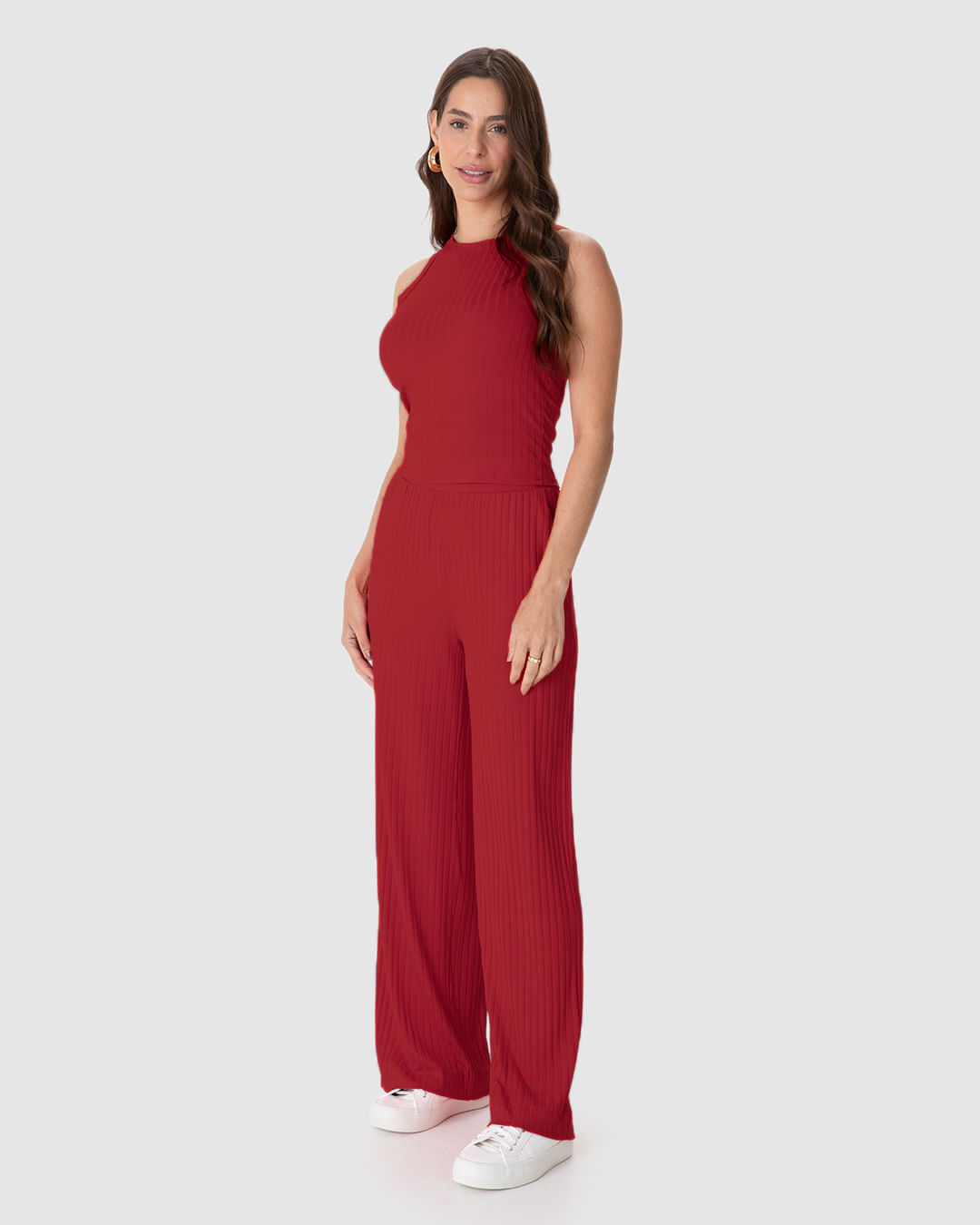 Regata Básica Feminina Long Cropped Em Malha Canelada De Viscose - Imagem 27