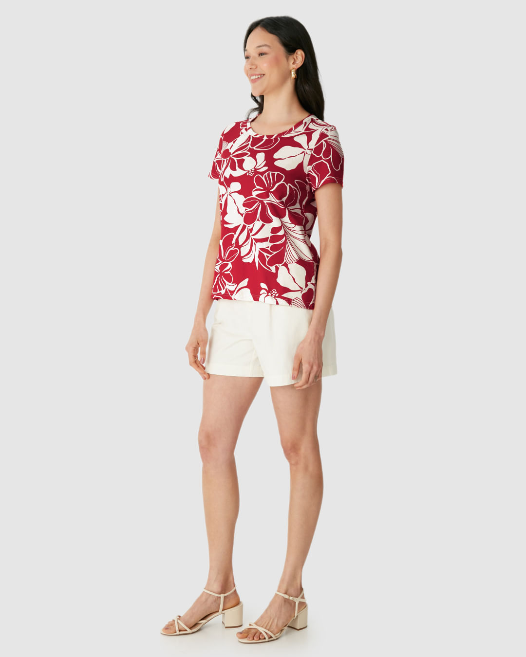 Blusa Feminina Decote Redondo Estampada Em Algodão - Imagem 22