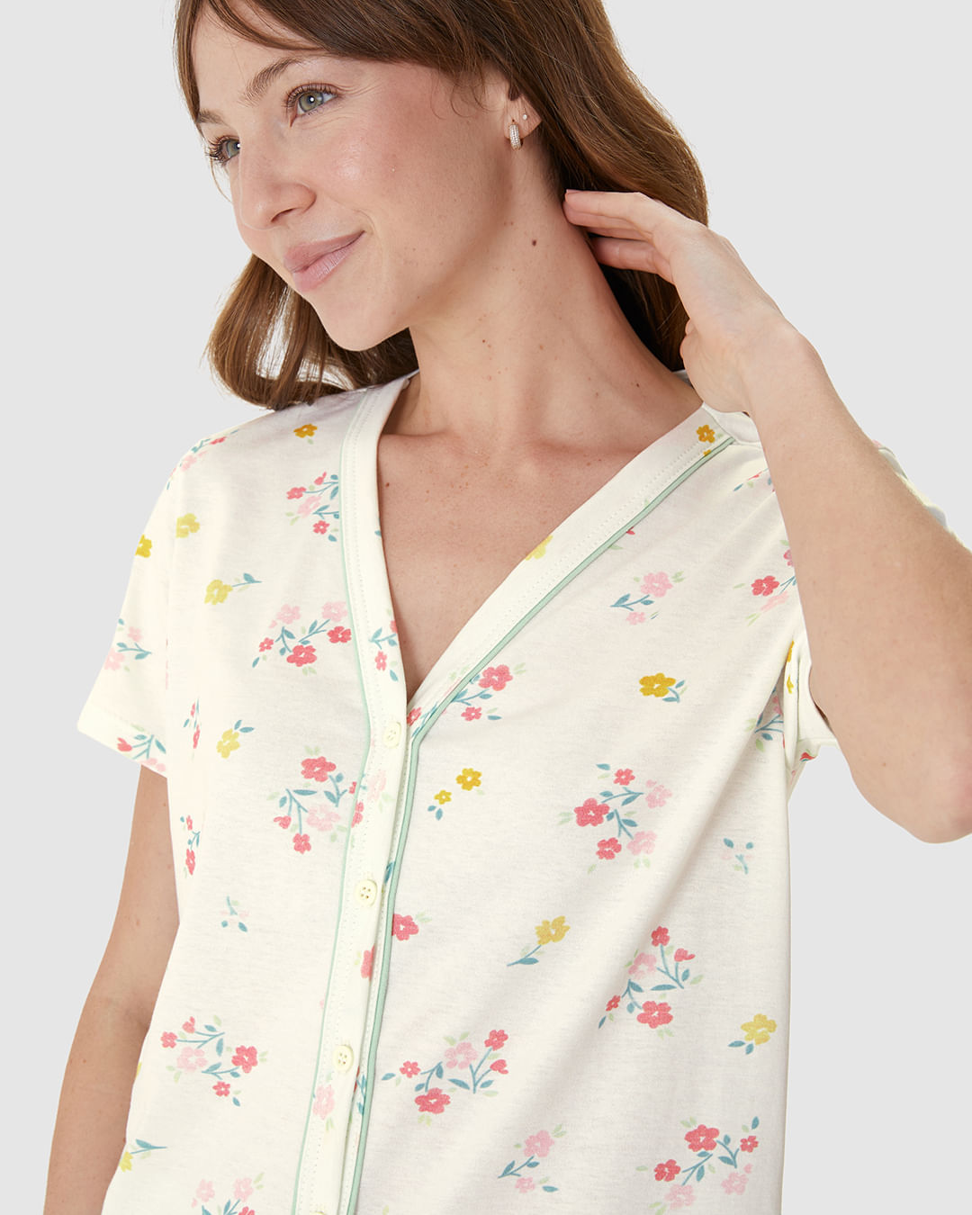 Pijama Curto Feminino Bermuda Ciclista Em Malha Algodão - Imagem 9