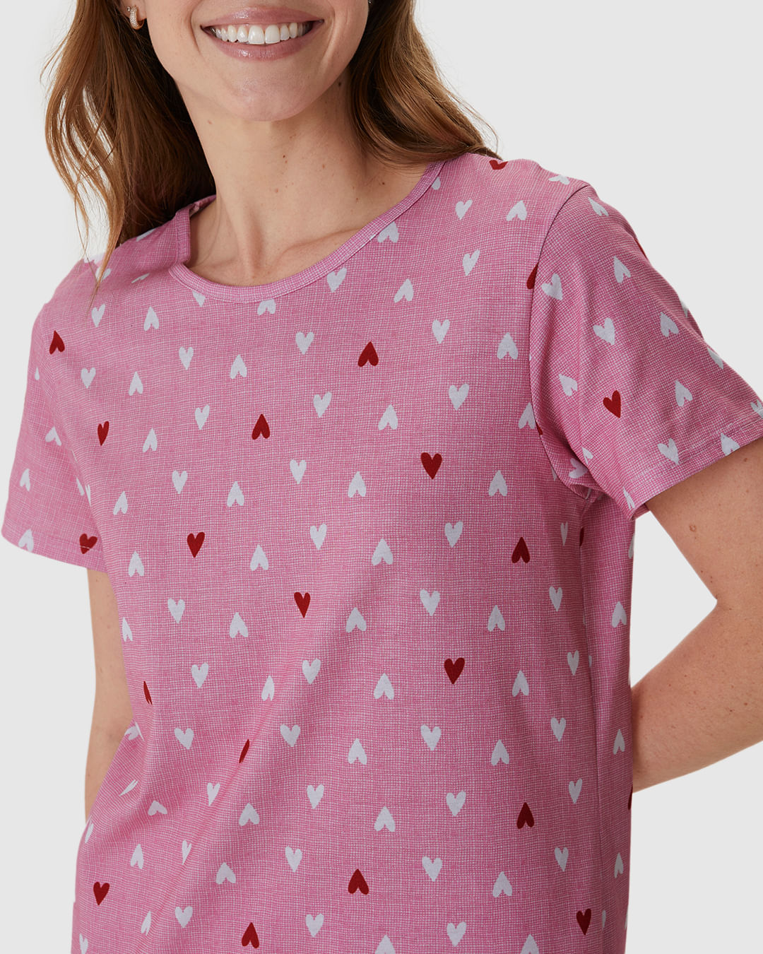 Pijama Curto Feminino Blusa E Shorts Estampado Em Algodão - Imagem 9